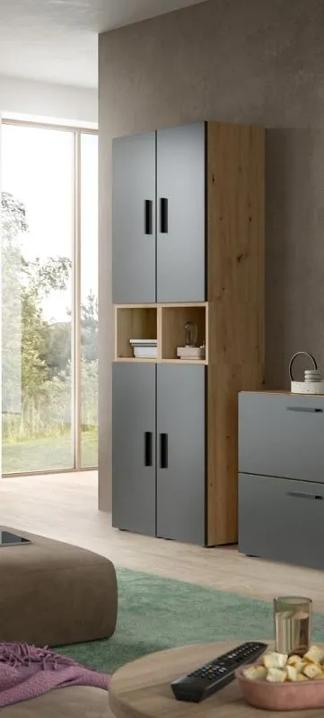 Wohnkombination The One 4b | 6-teilig | Artisan Oak / Basalt grau ohne