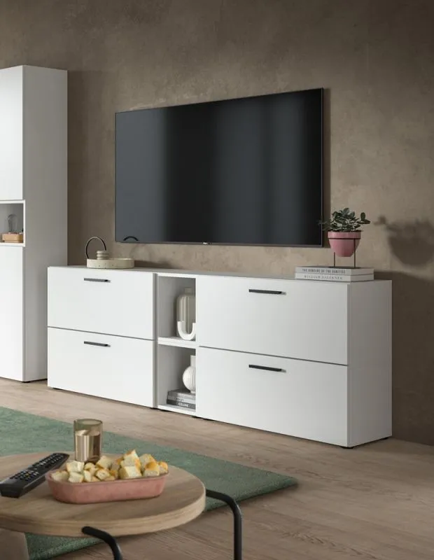 Wohnkombination The One 5 | 6-teilig | weiß mit 2er Set Unterbauspot