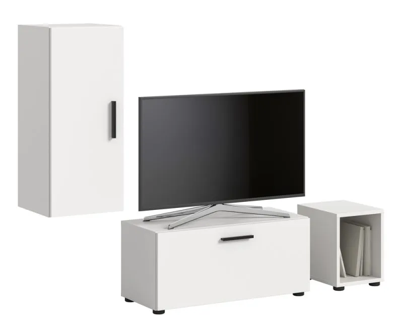 Wohnwand The One | 3-teilig | weiß mit 2er Set Unterbauspot warmweiß