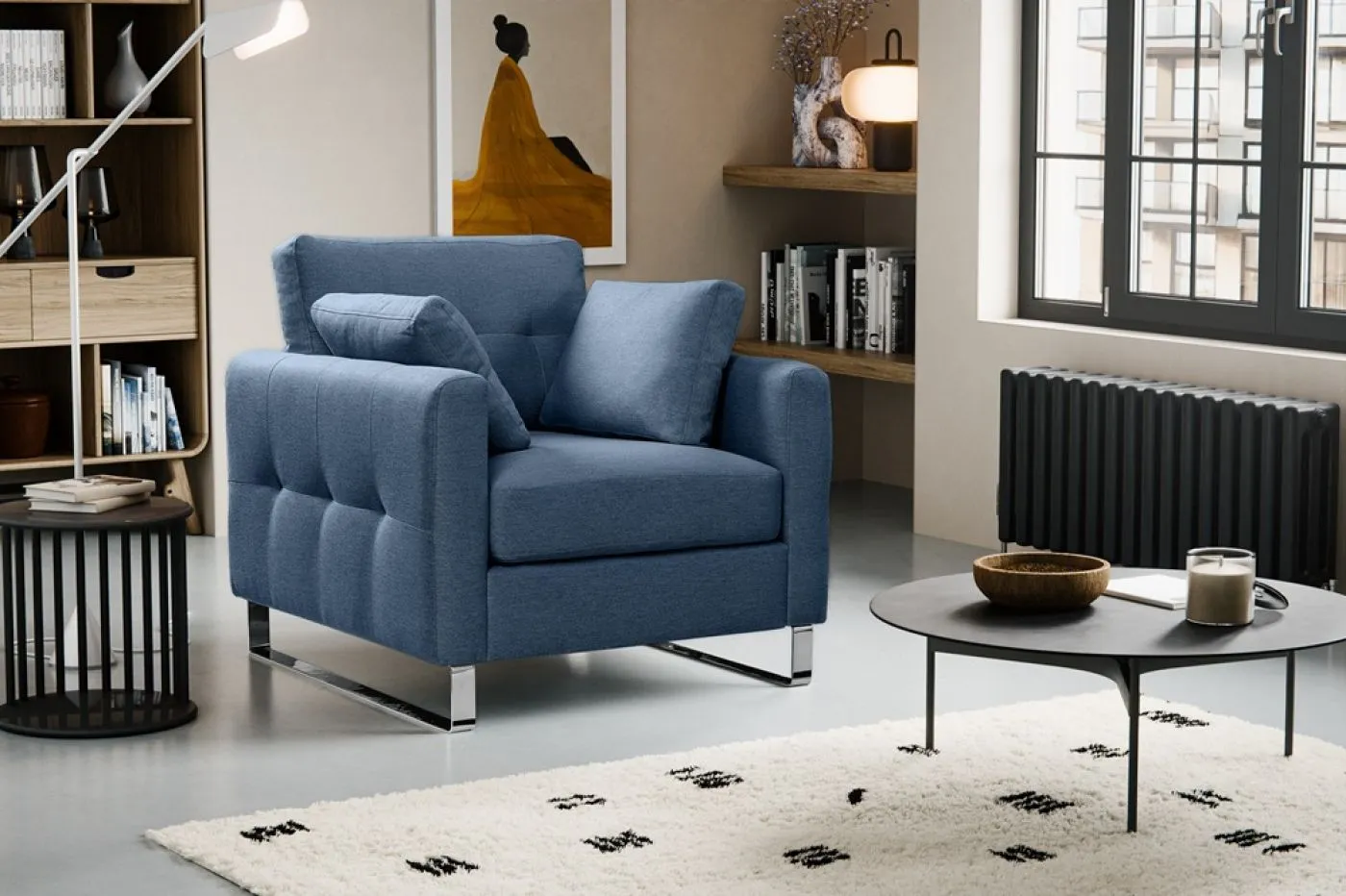 1,5-Sitzer Polstersofa Hera | 93cm | Flachgewebe | dunkelblau