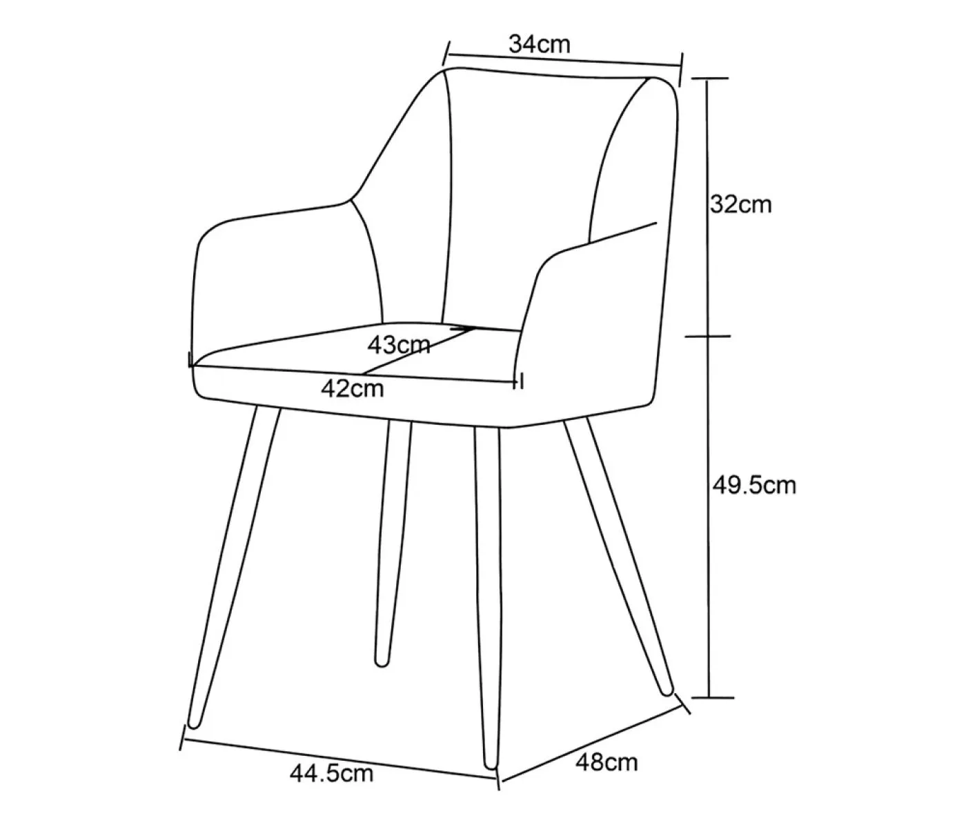 2er Set Armlehnstuhl Bella | Chenille-Optik | Anthrazit