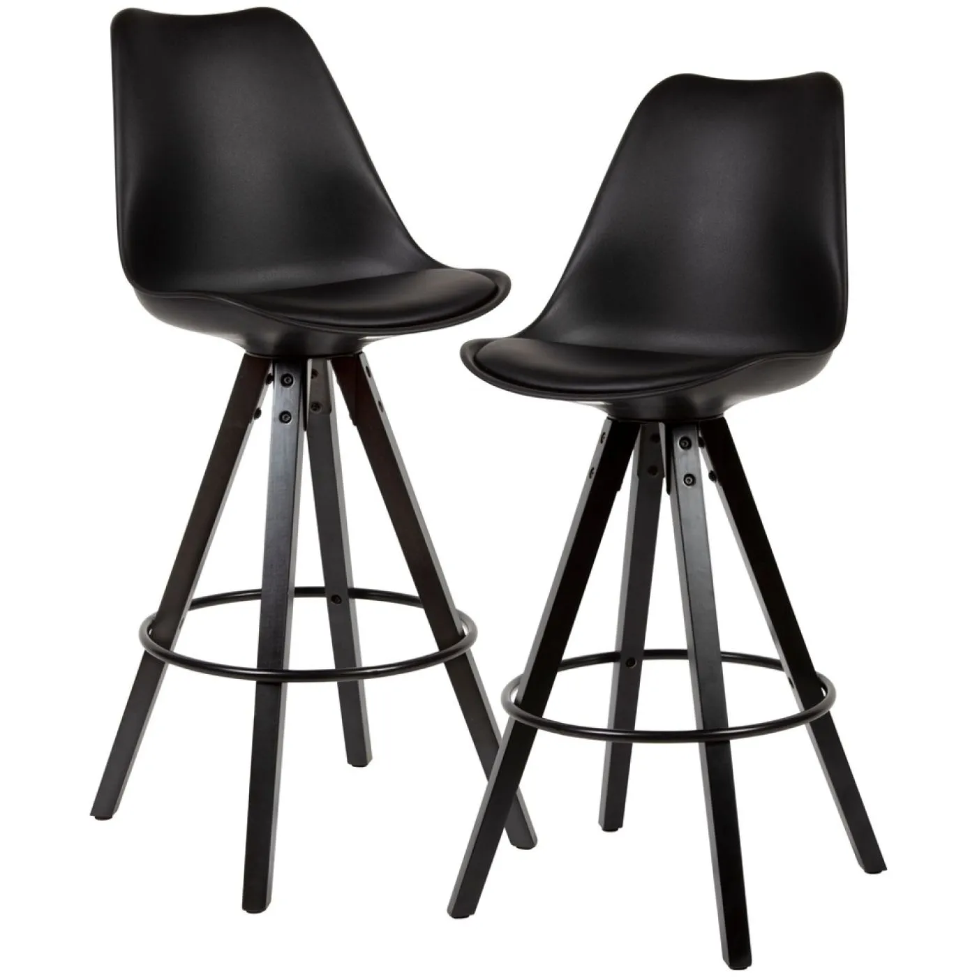 2er Set Barhocker Loreno | mit schwarzen Beinen | Kunstleder | schwarz