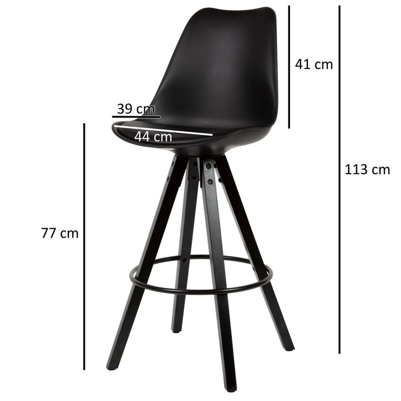 2er Set Barhocker Loreno | mit schwarzen Beinen | Kunstleder | schwarz
