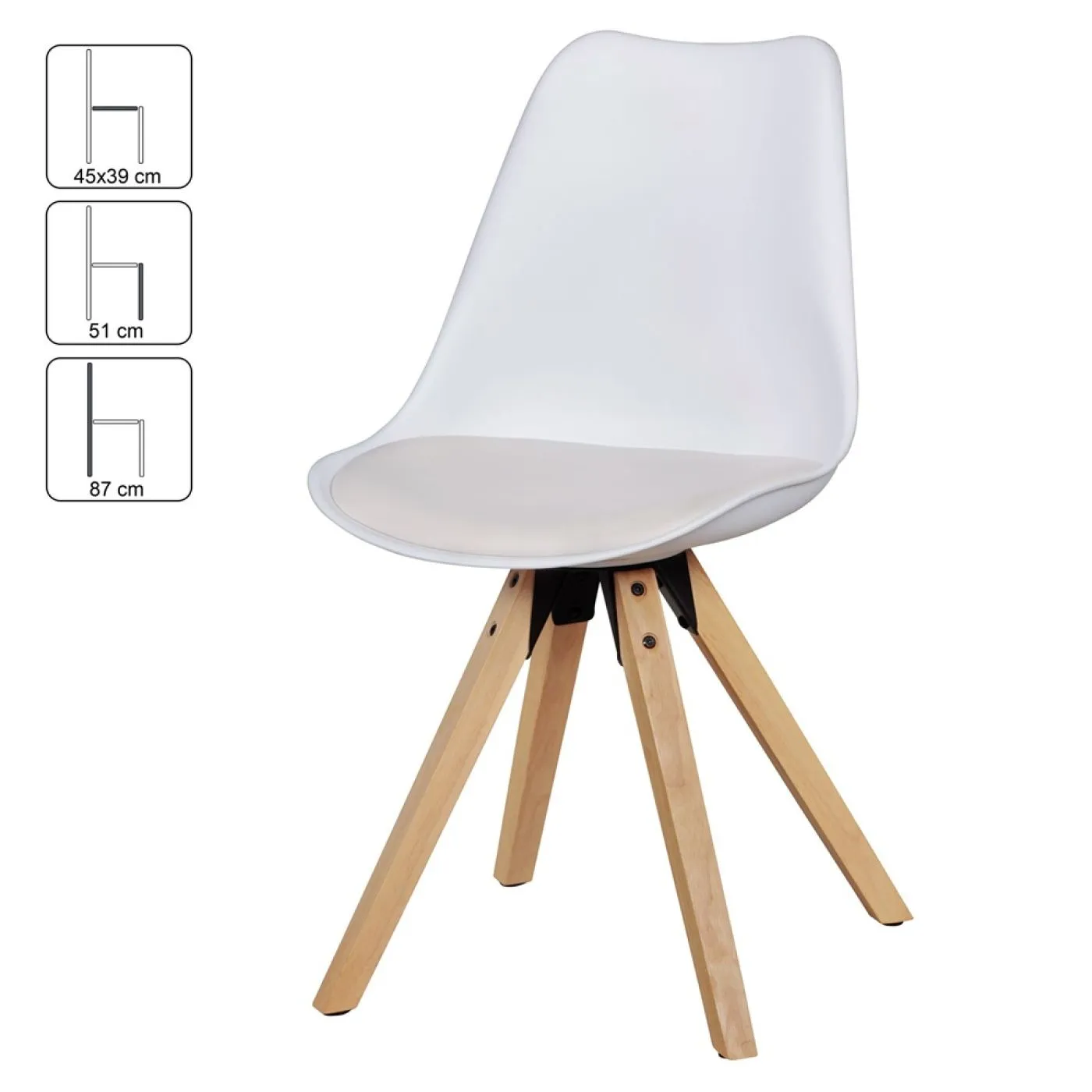 2er Set Esszimmerstuhl LIMA | Kunstleder | weiß