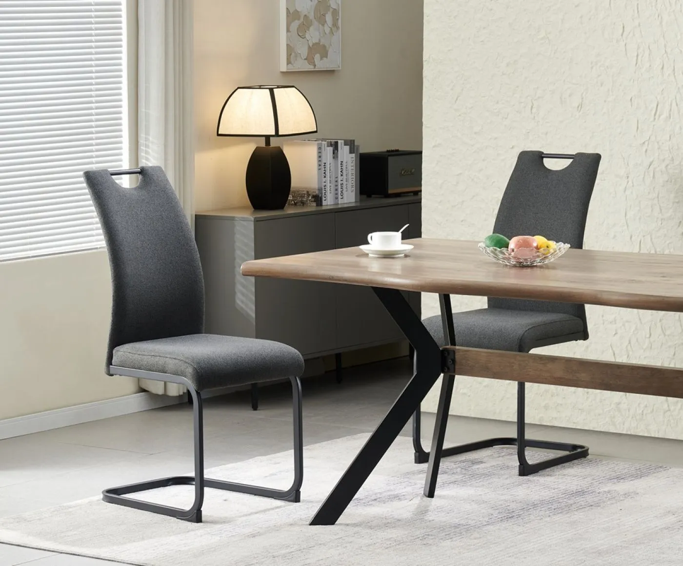 2er Set Freischwinger Hanna | Webstoff | anthrazit