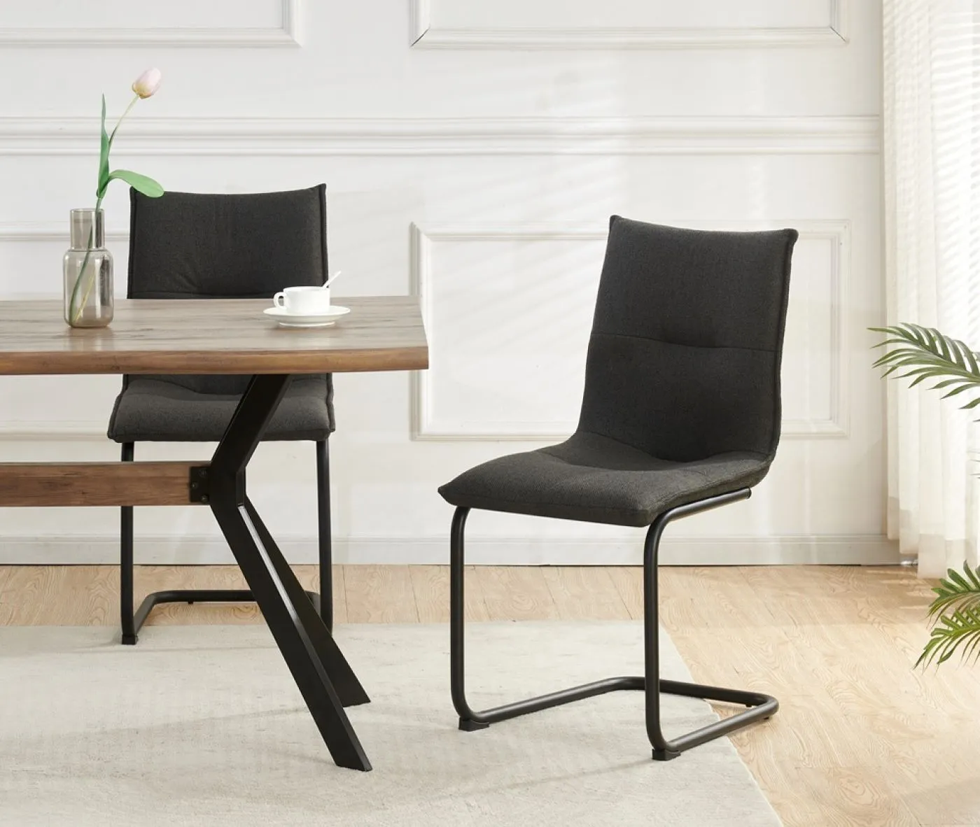 2er Set Freischwinger Sonja | Webstoff | anthrazit