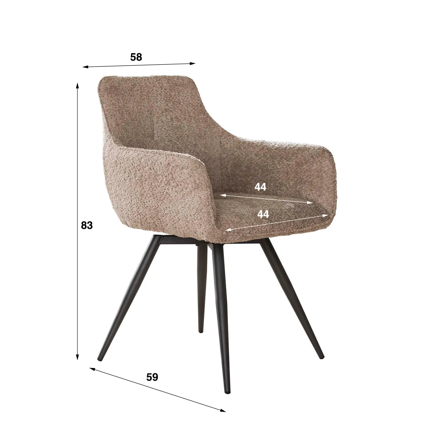 2er Set Stuhl | Drehsessel Awit | Boucle Stoff | sandfarben