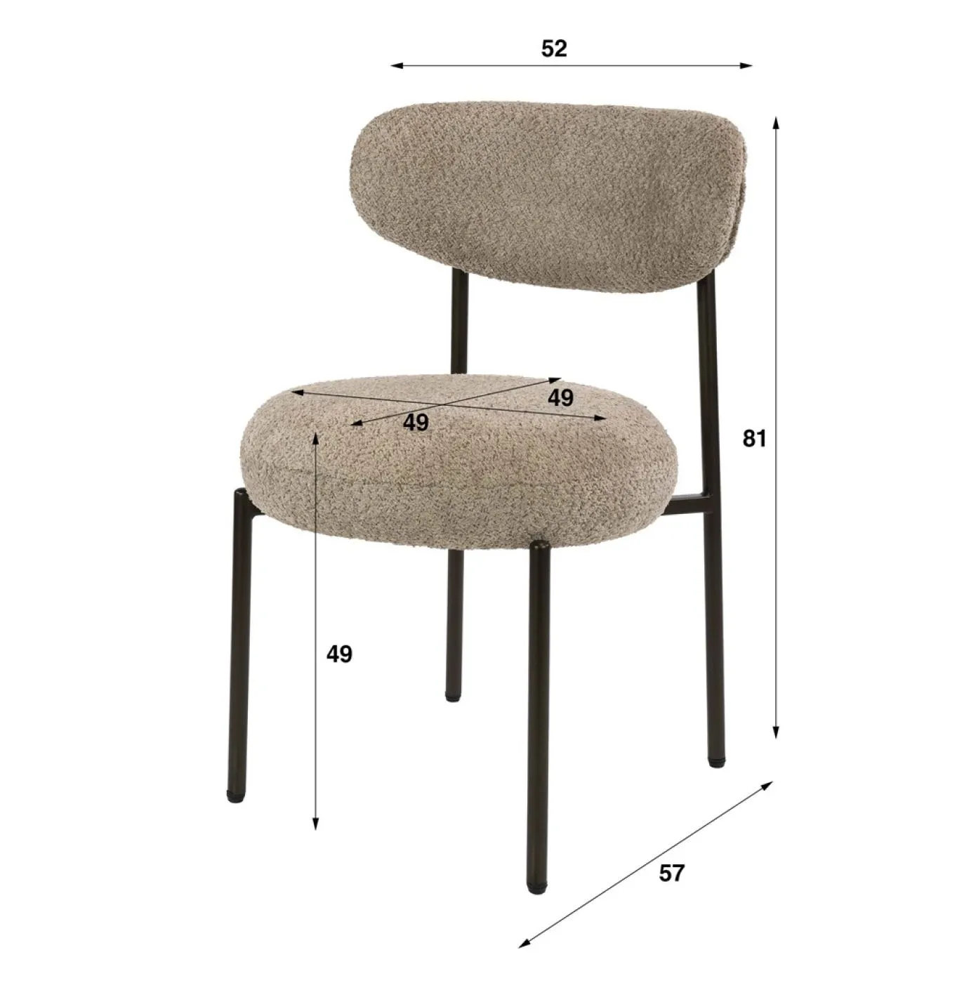 2er Set Stuhl Elysia | Cargo Stoff / Strukturgewebe | sand-braun