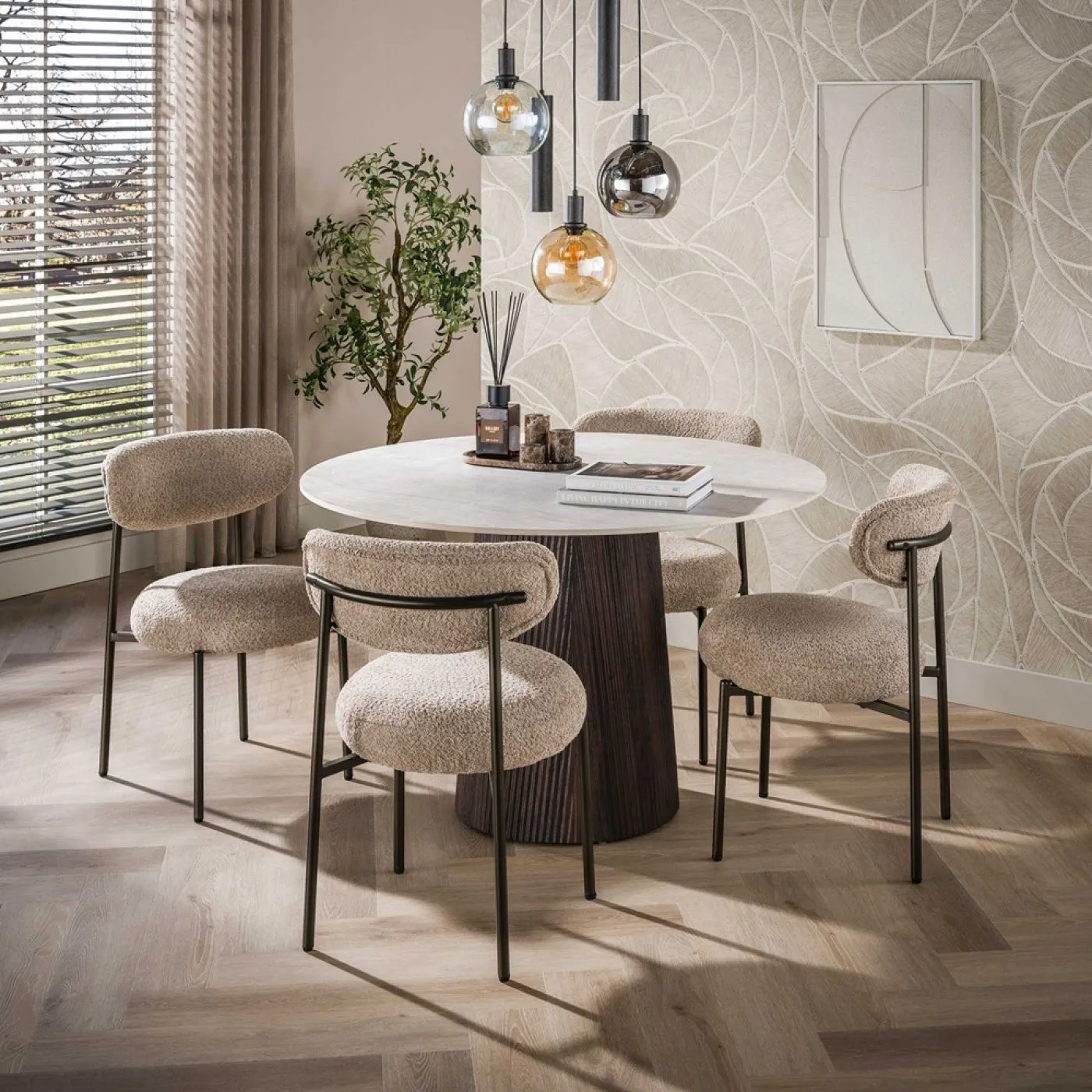 2er Set Stuhl Elysia | Cargo Stoff / Strukturgewebe | sand-braun