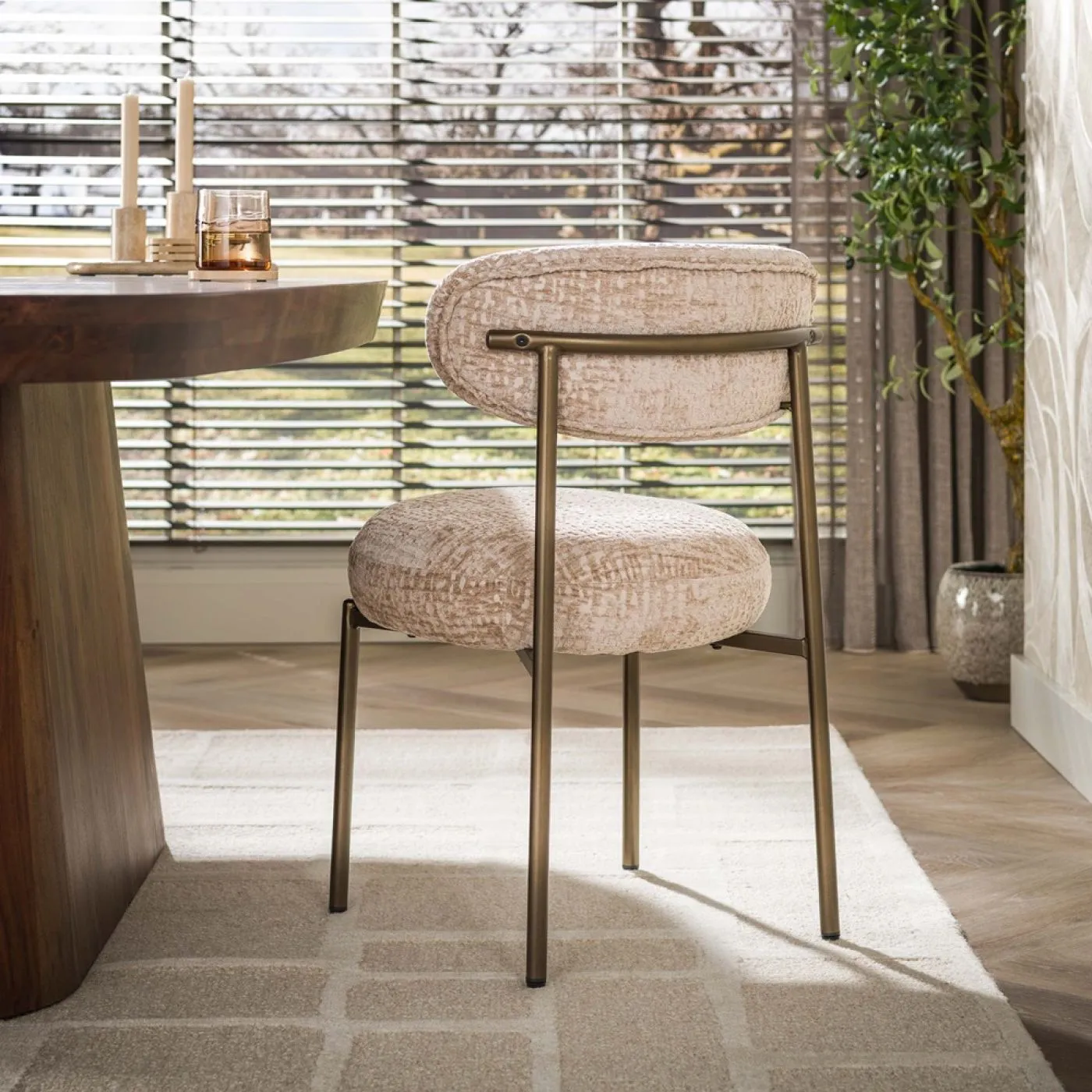 2er Set Stuhl Elysia | Monti Stoff / Strukturgewebe | sand-braun