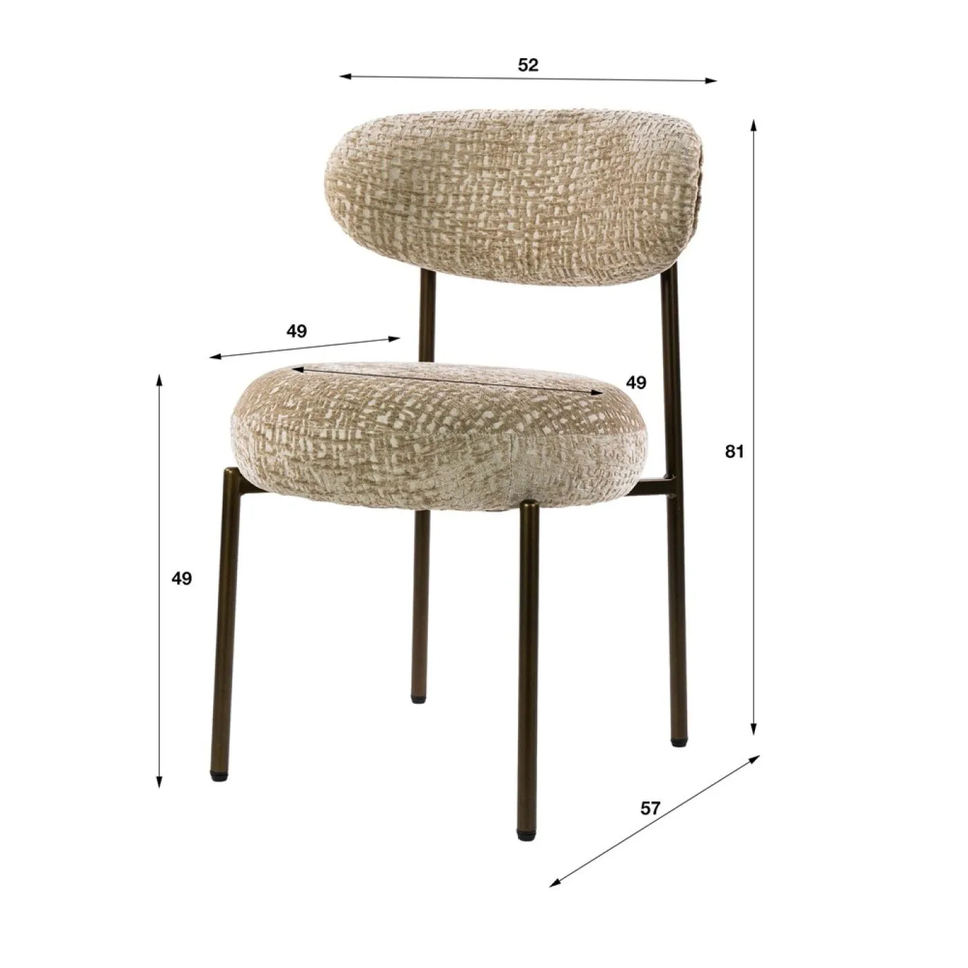 2er Set Stuhl Elysia | Monti Stoff / Strukturgewebe | sand-braun