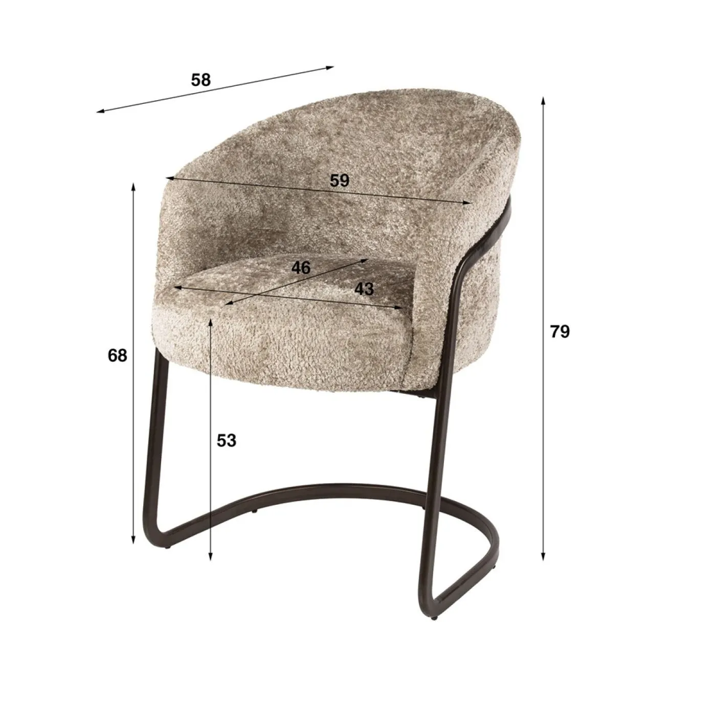 2er Set Stuhl Harmony | mit Schwinger-Gestell | Alura-Stoff / Chenillegewebe | sand