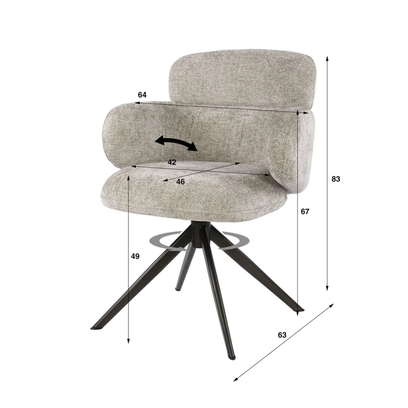 2er Set Stuhl Milagro | Hoven-Stoff / Chenillegewebe | drehbar | sand-braun