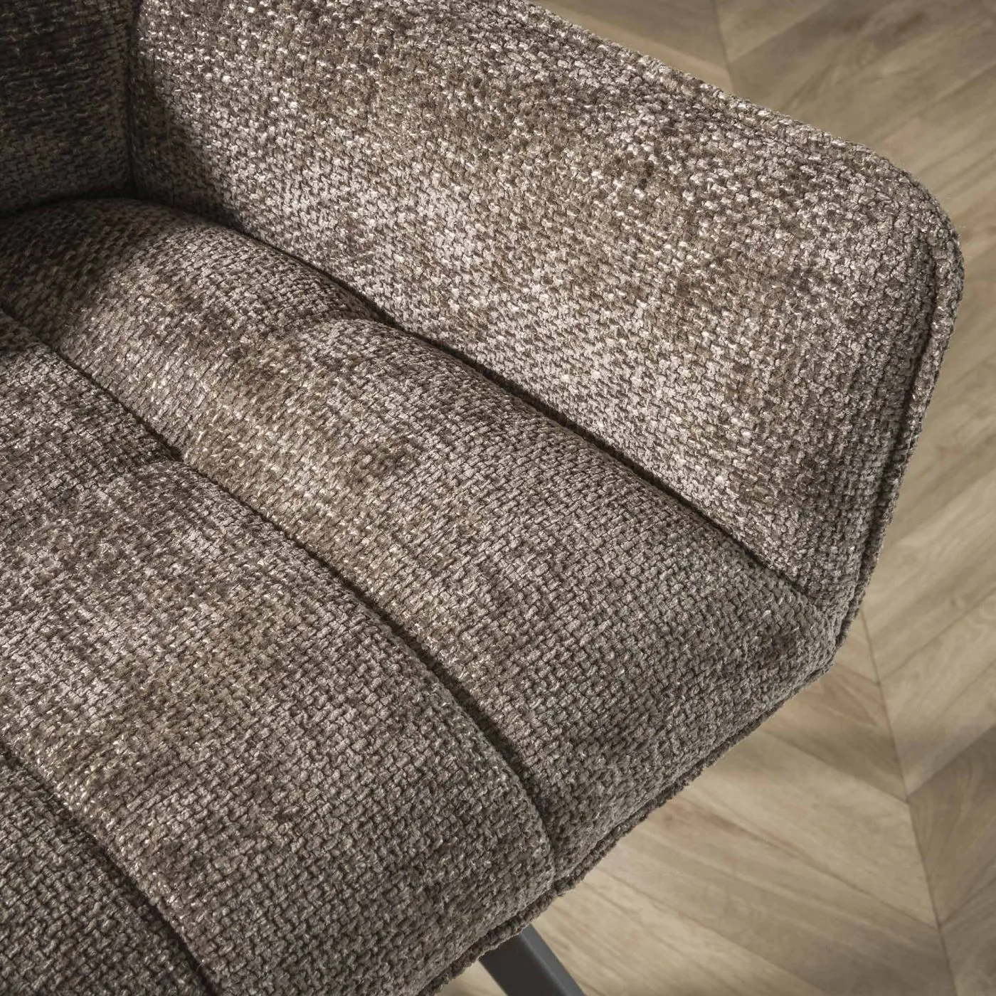2er Set Stuhl Toik mit Armlehnen | drehbar | Hoven-Stoff / Chenillegewebe | taupe