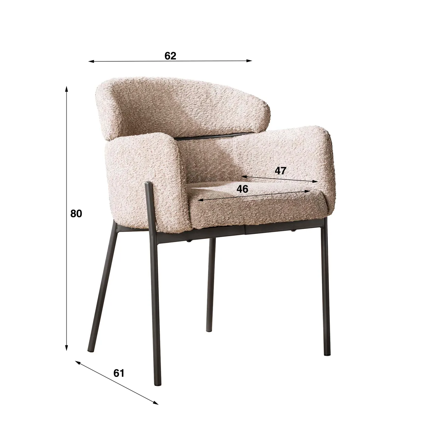 2er Set Stuhl Tura | Boucle Stoff | sandfarben