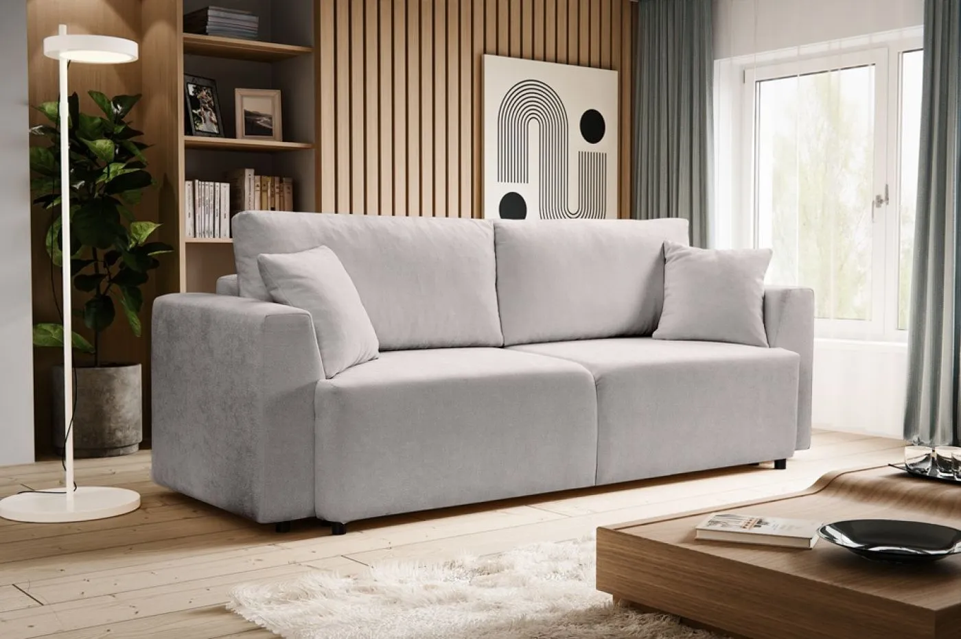 3-Sitzer Schlafsofa Point | 250cm | Webstoff | hellgrau