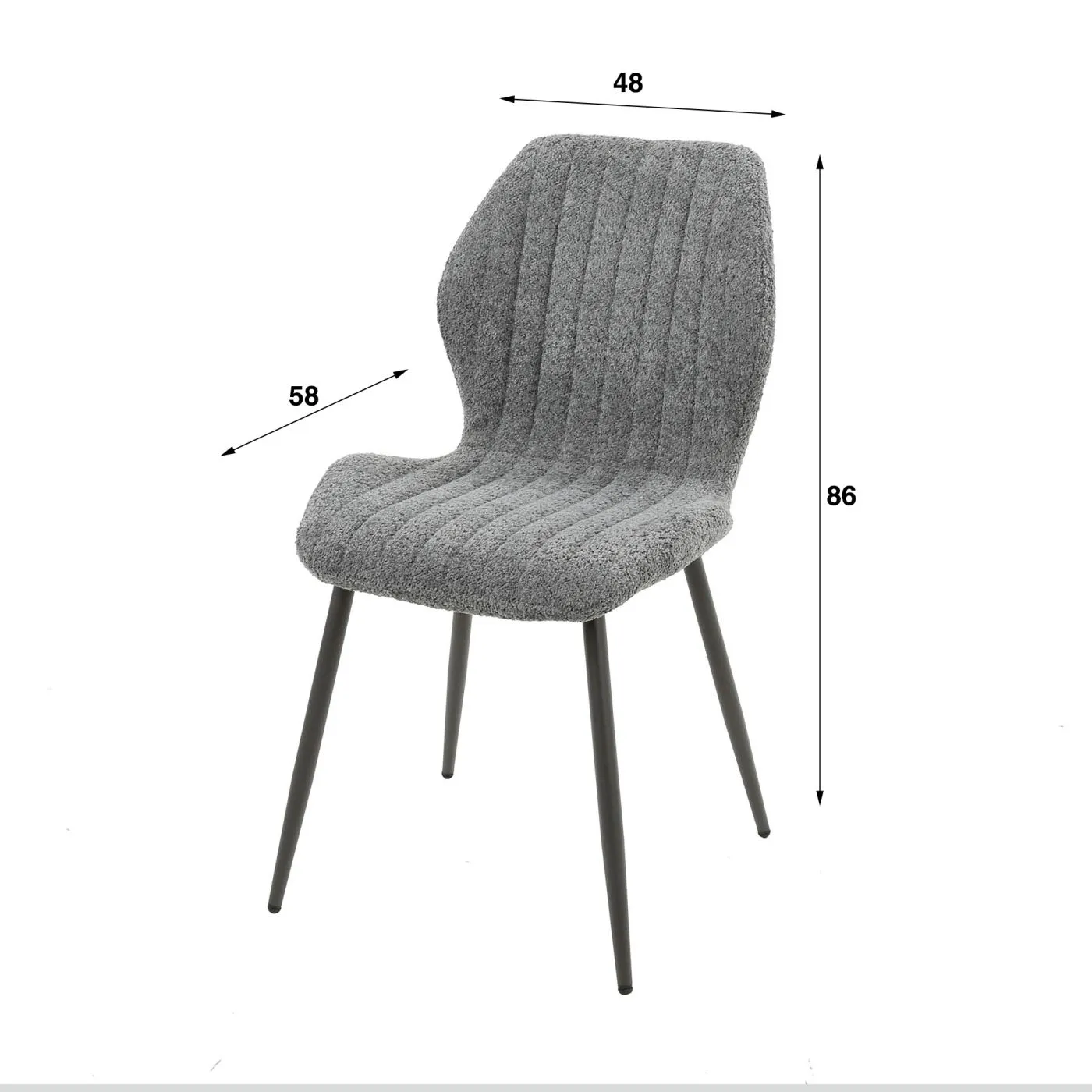 4er Set Stuhl Aponi | Boucle Stoff | grau