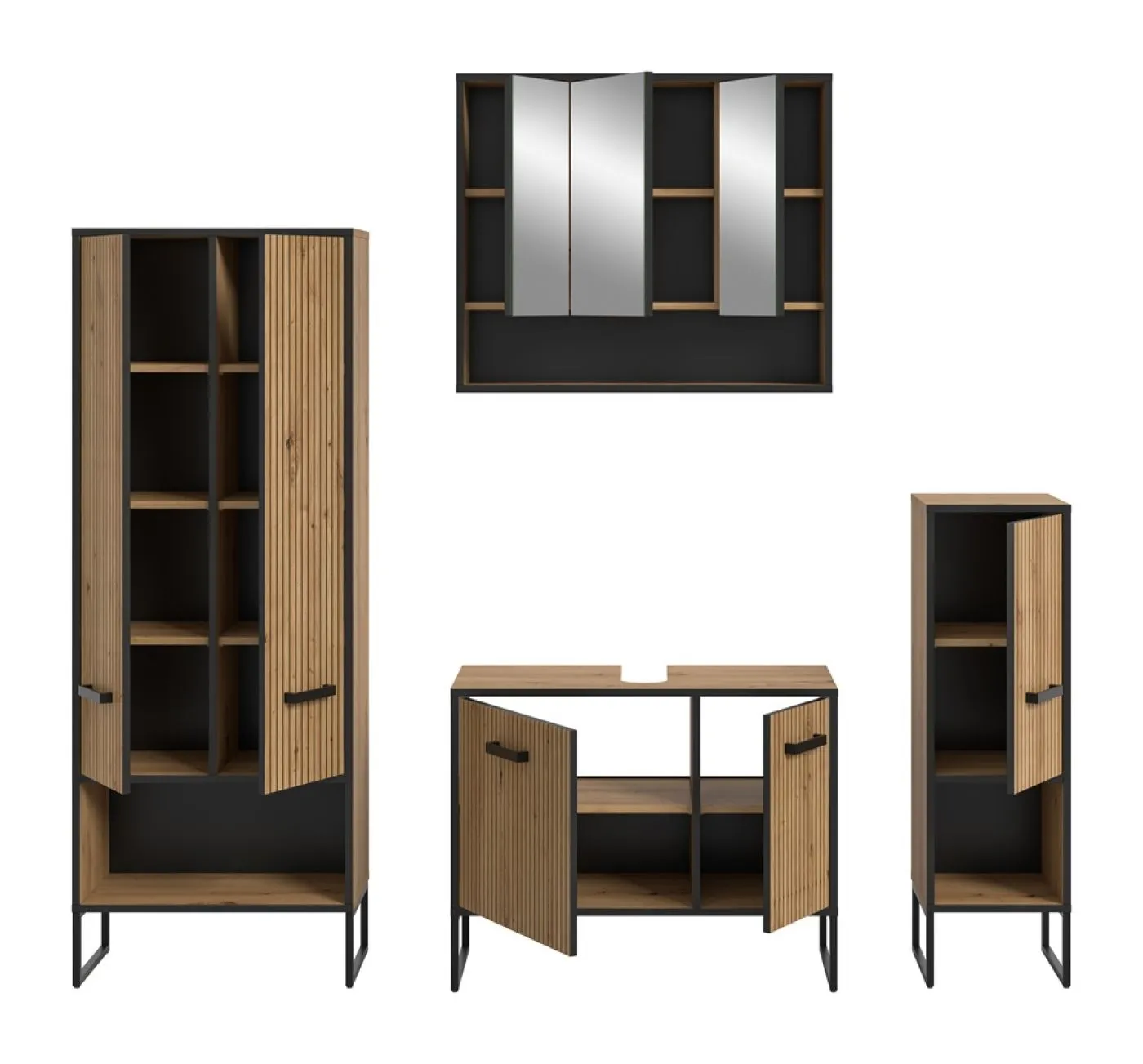 Bad Set Bagno | 4-teilig | Artisan Oak mit Aufsatzleuchte