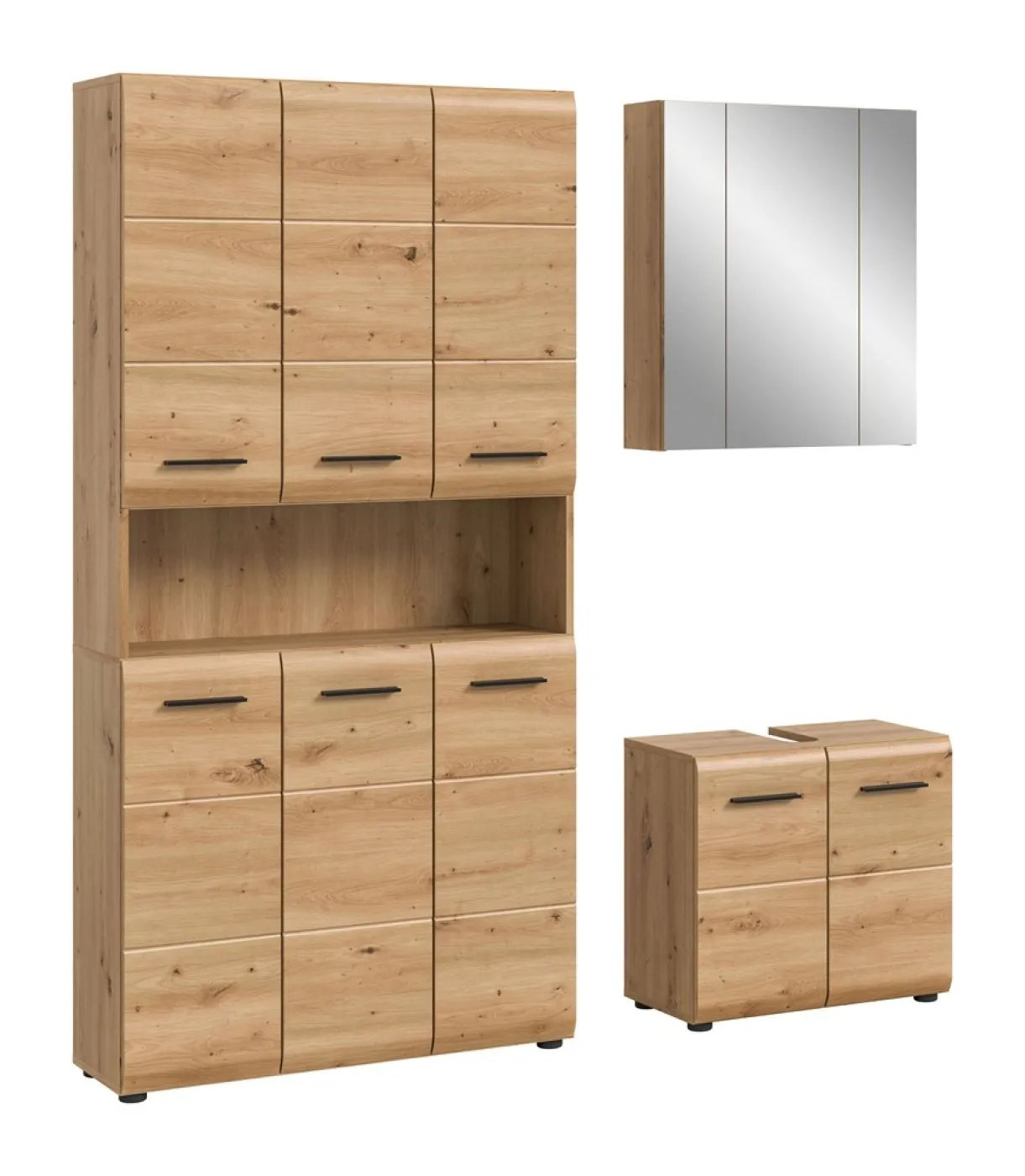 Bad Set Ice 10 | 3-teilig | Artisan Oak mit Badaufsatzleuchte