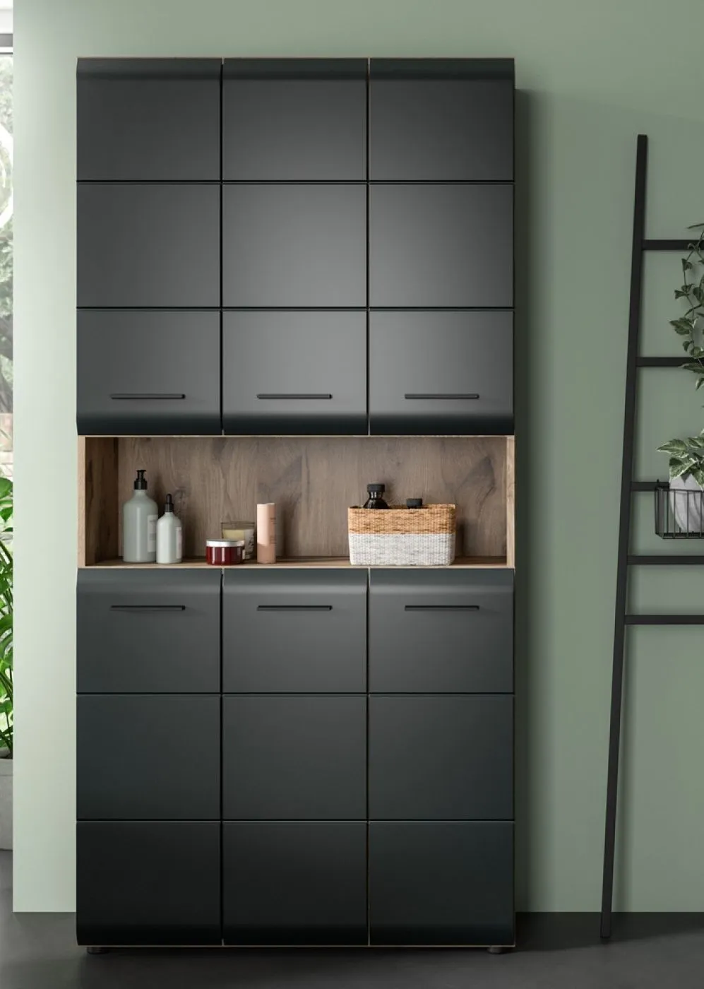 Bad Set Ice 10 | 3-teilig | Nox Oak / schwarz matt ohne