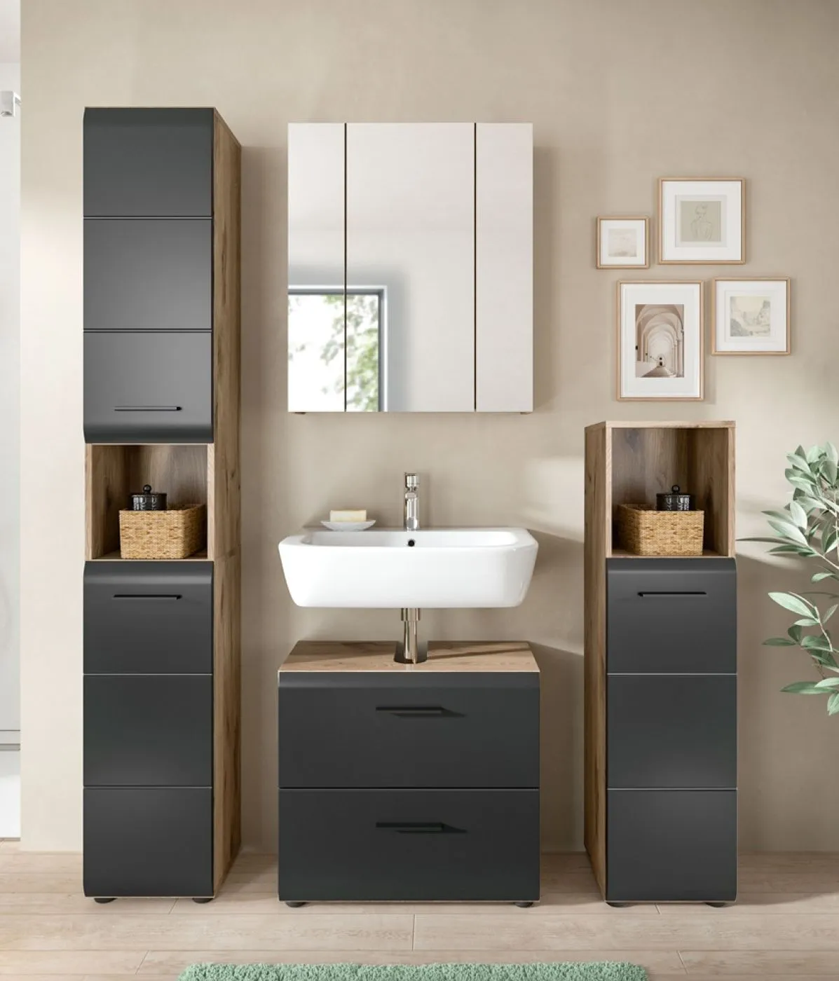 Bad Set Ice 2 | 4-teilig | Nox Oak / schwarz matt