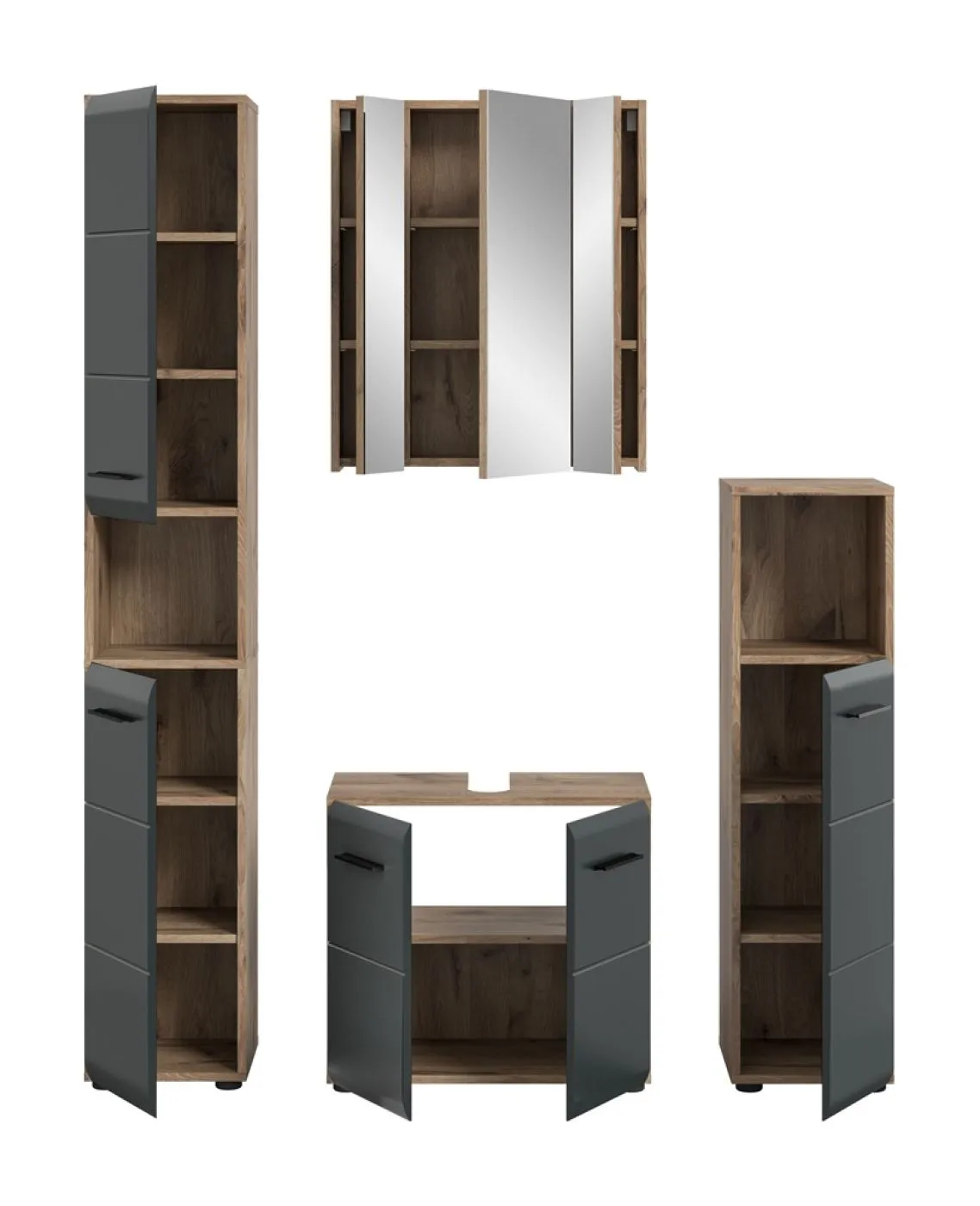 Bad Set Ice 2 | 4-teilig | Nox Oak / schwarz matt