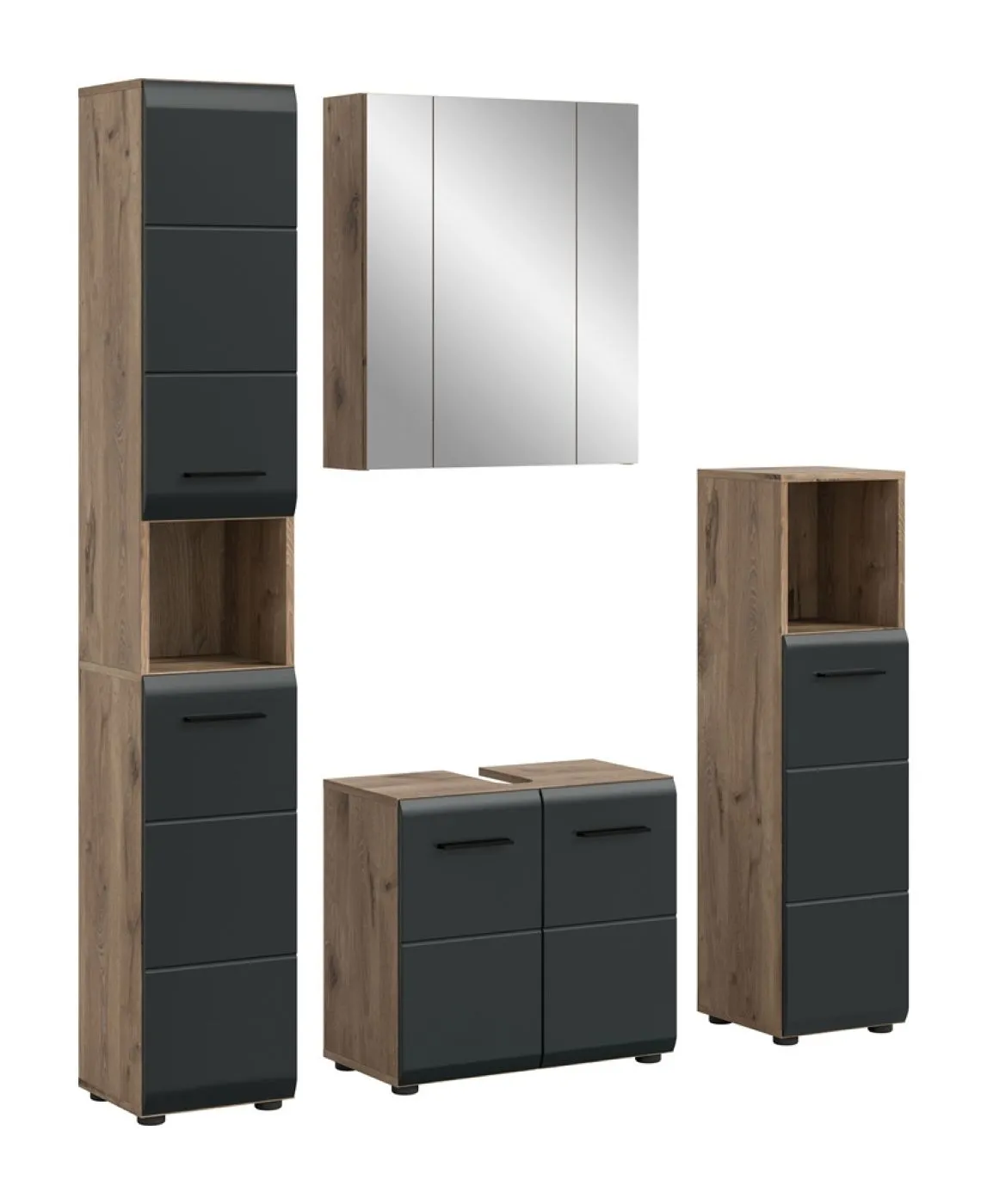 Bad Set Ice 2 | 4-teilig | Nox Oak / schwarz matt ohne
