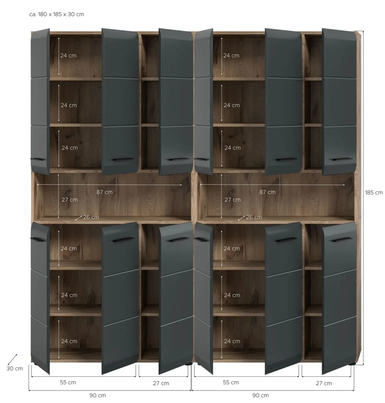 Bad Set Ice 3 | 2-teilig | Nox Oak / schwarz matt