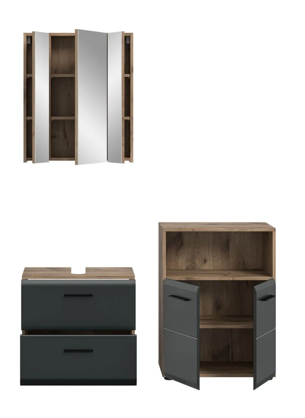 Bad Set Ice 3 | 3-teilig | Nox Oak / schwarz matt