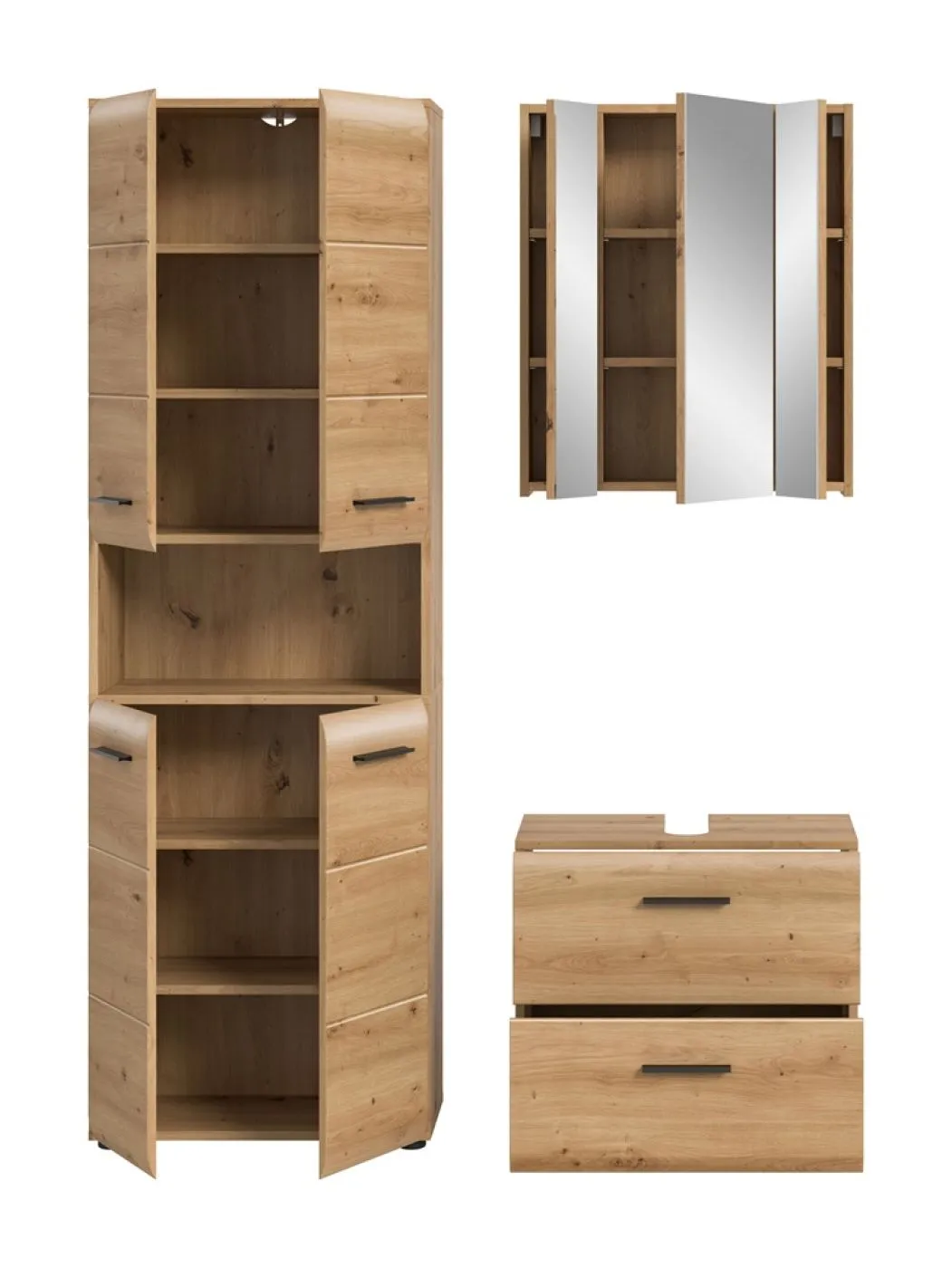 Bad Set Ice | 3-teilig | Artisan Oak mit Badaufsatzleuchte
