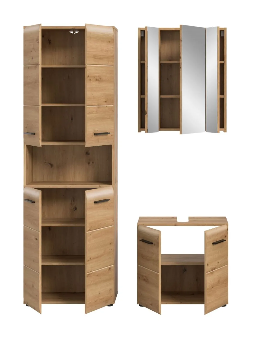 Bad Set Ice | 3-teilig | Artisan Oak ohne Badaufsatzleuchte