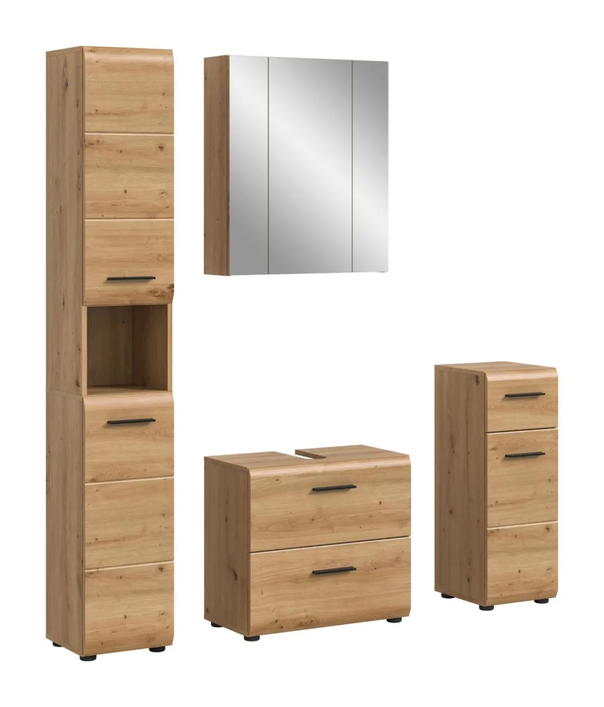 Bad Set Ice | 4-teilig | Artisan Oak ohne Aufsatzleuchte