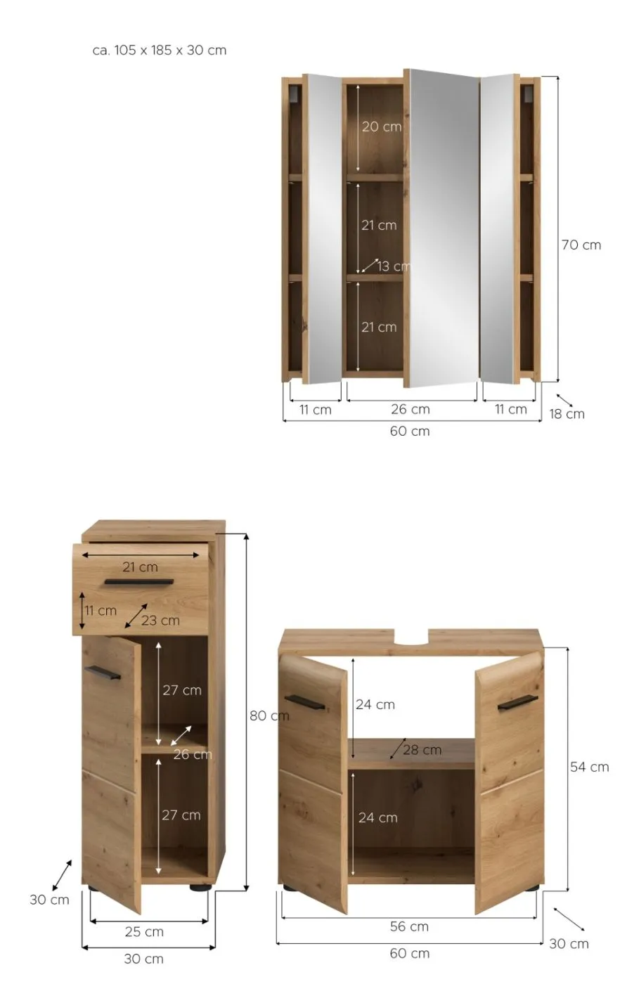 Bad Set Ice 5 | 3-teilig | Artisan Oak