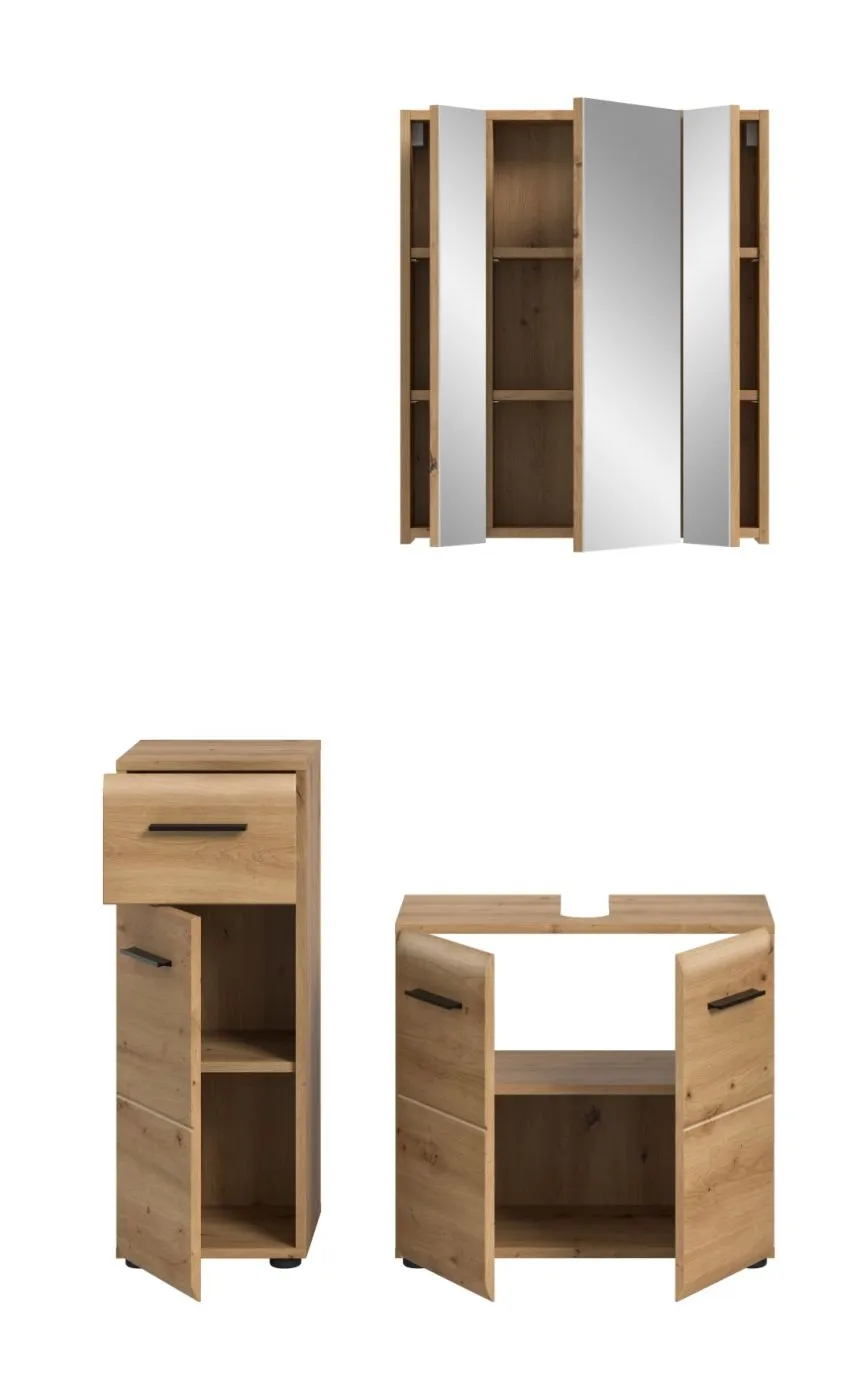 Bad Set Ice 5 | 3-teilig | Artisan Oak mit Aufsatzleuchte