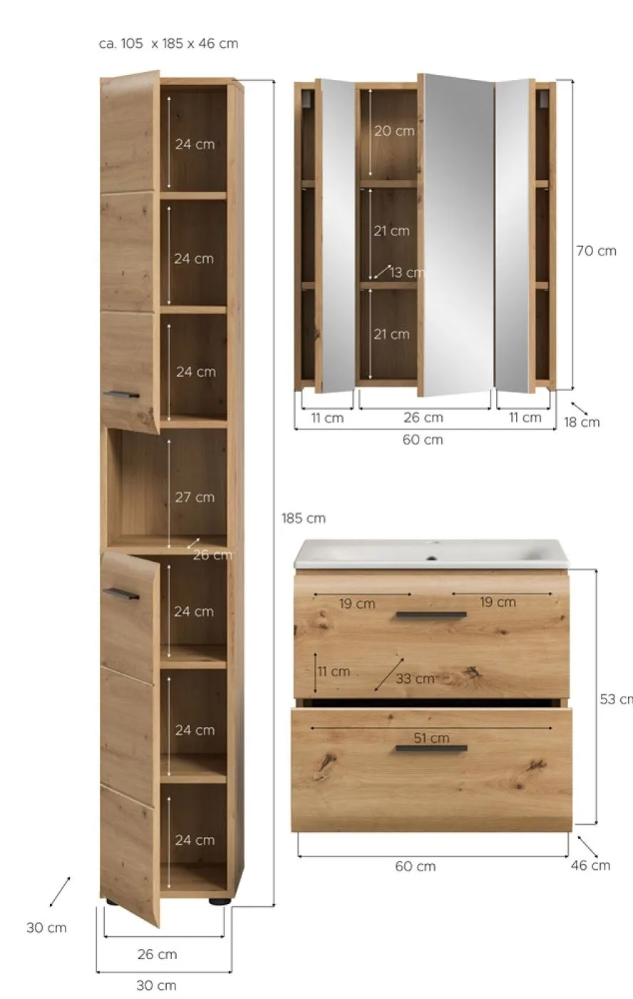 Bad Set Ice 5a | 3-teilig | Artisan Oak