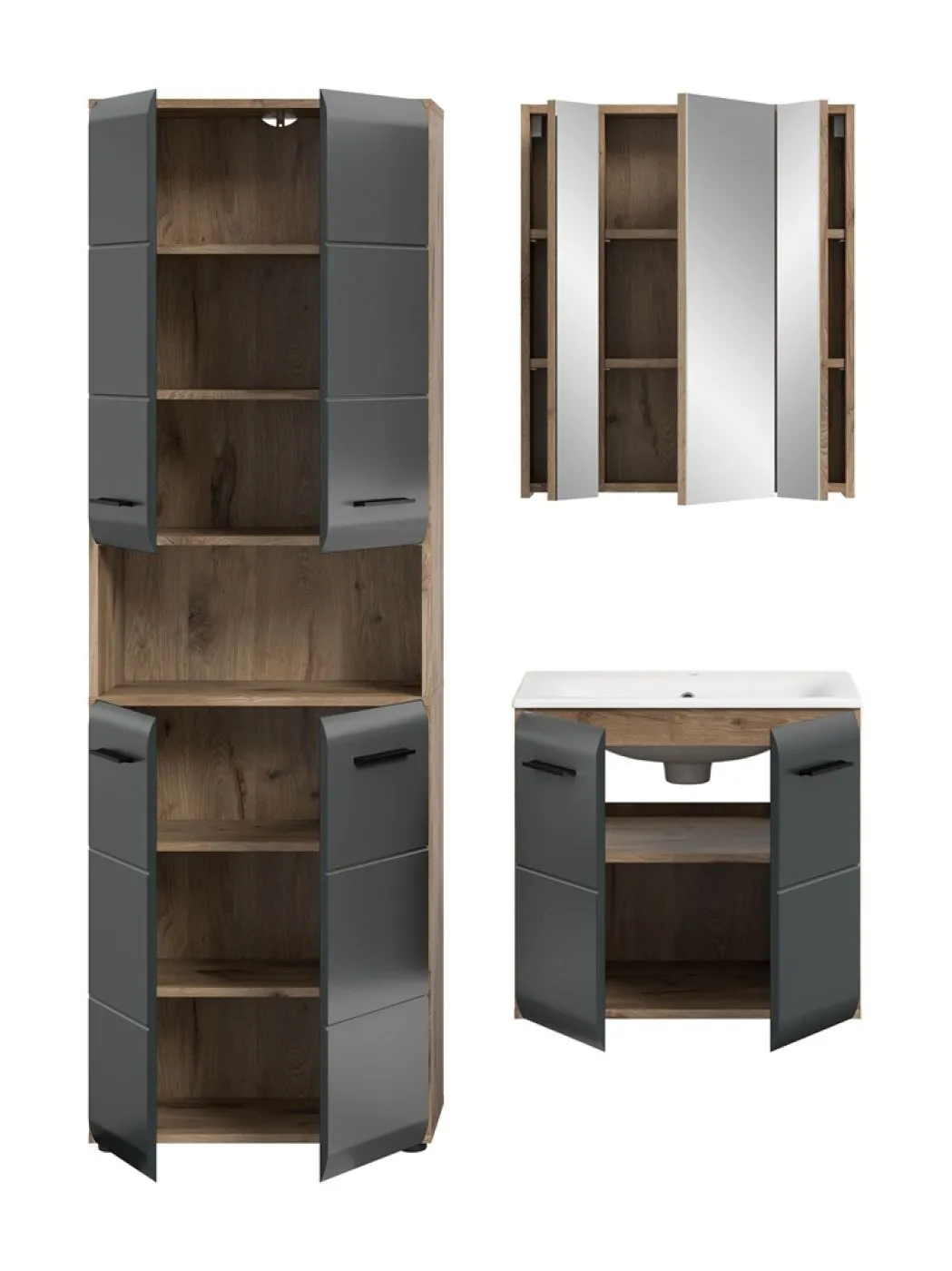 Bad Set Ice 6 | 3-teilig | Nox Oak / schwarz matt