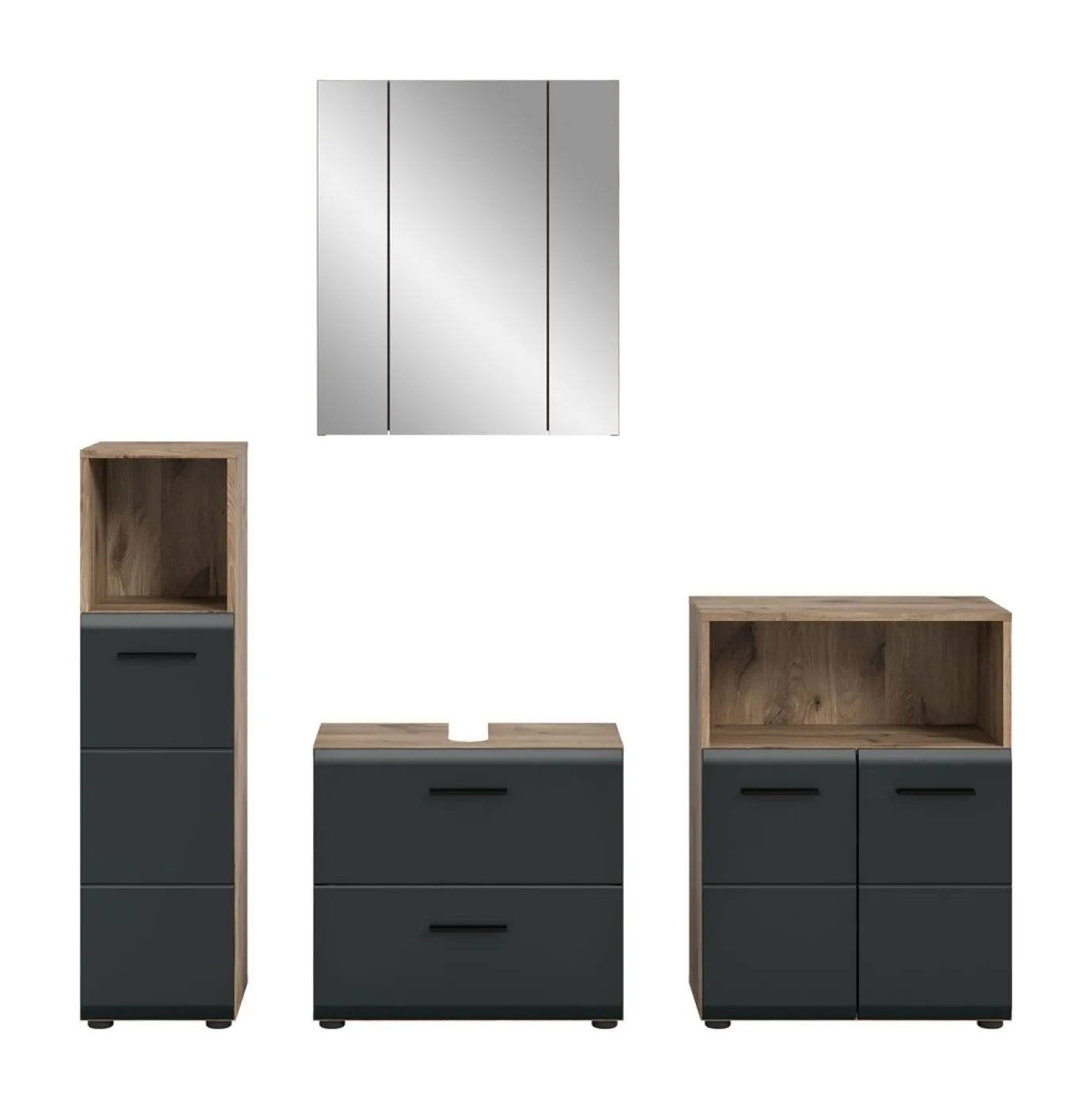 Bad Set Ice 8 | 4-teilig | Nox Oak / schwarz matt ohne