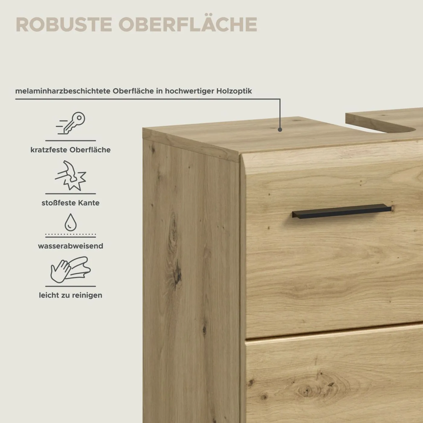 Bad Set Ice auf Rollen | 2-teilig | Artisan Oak mit