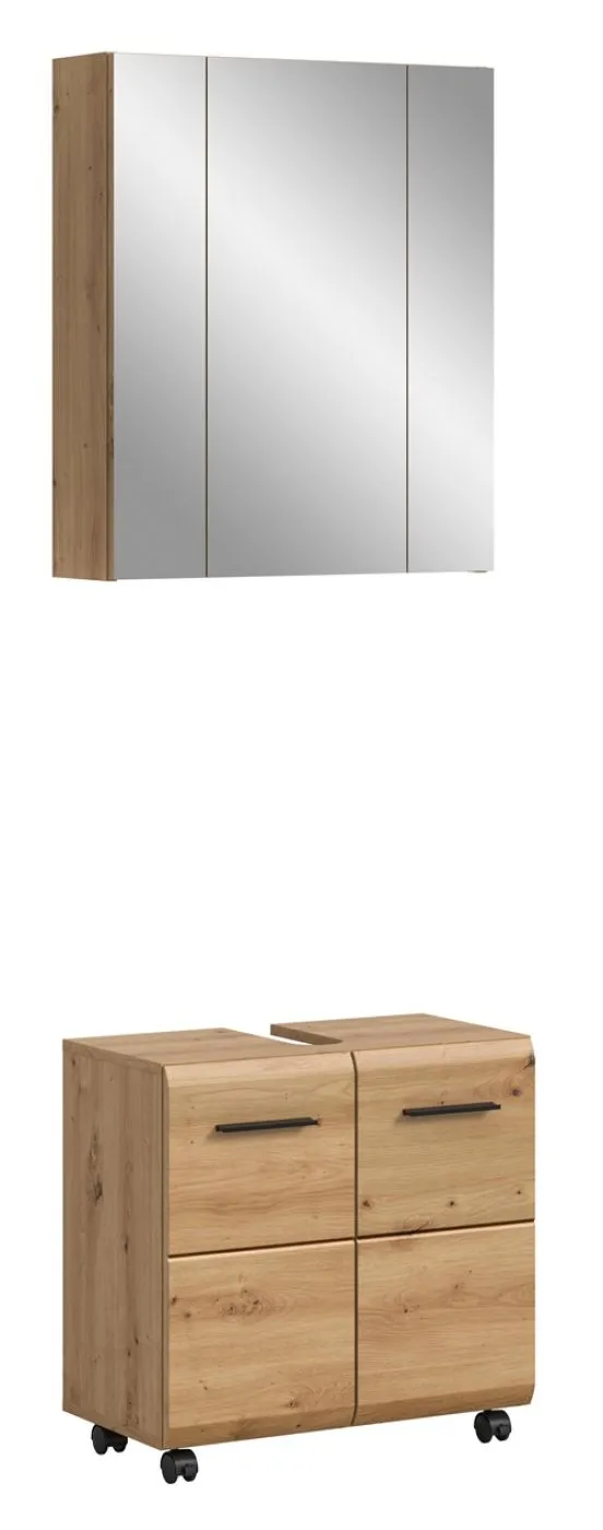 Bad Set Ice auf Rollen | 2-teilig | Artisan Oak ohne Aufsatzleuchte