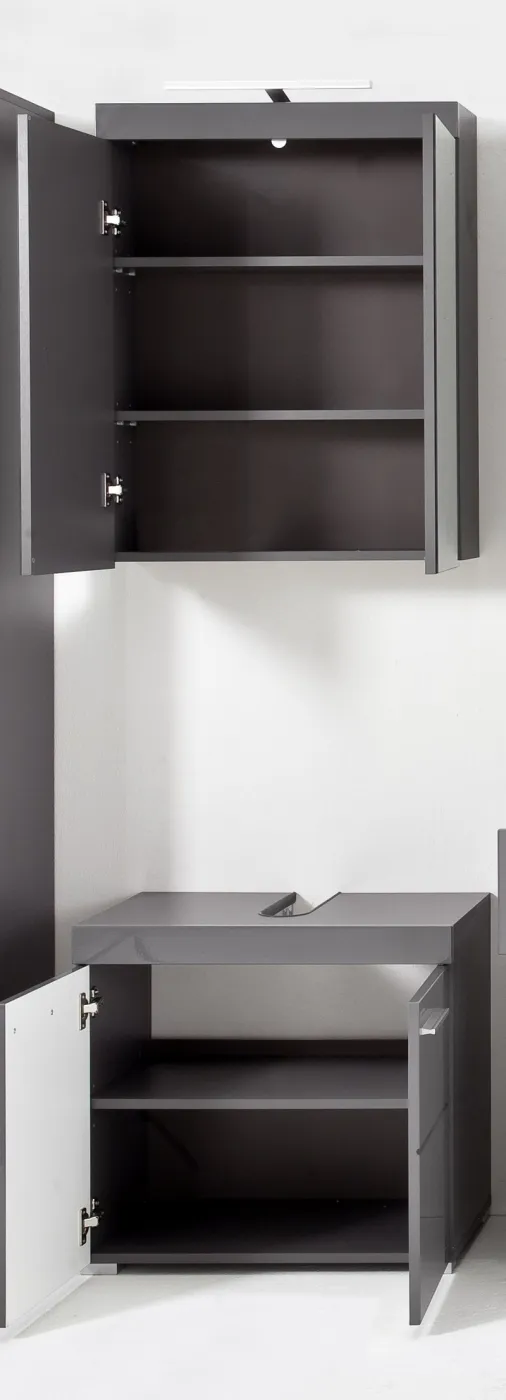 Badezimmer-Set Amanda | grau Hochglanz | 2-teilig ohne Aufsatzleuchte