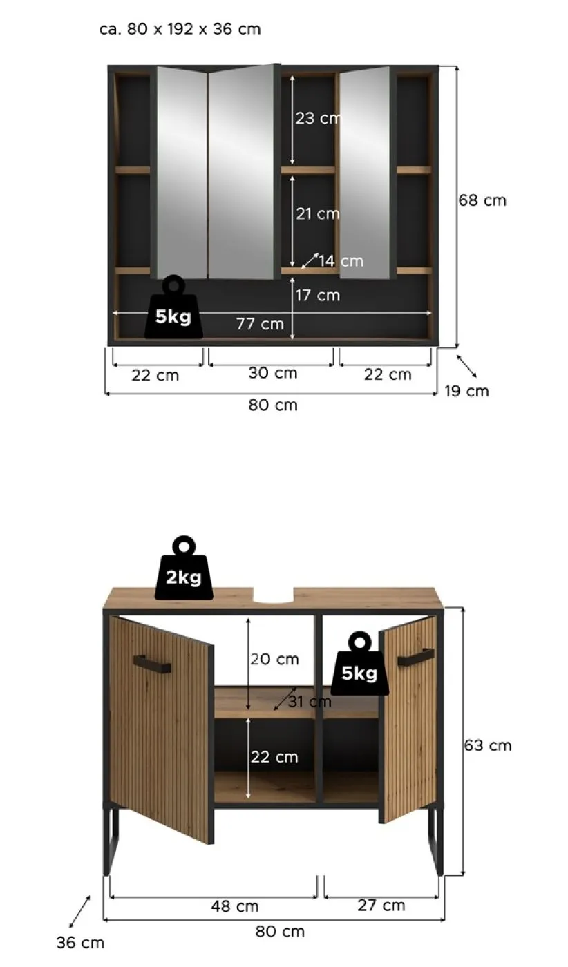 Badezimmer-Set Bagno 2 | Artisan Oak | 2-teilig