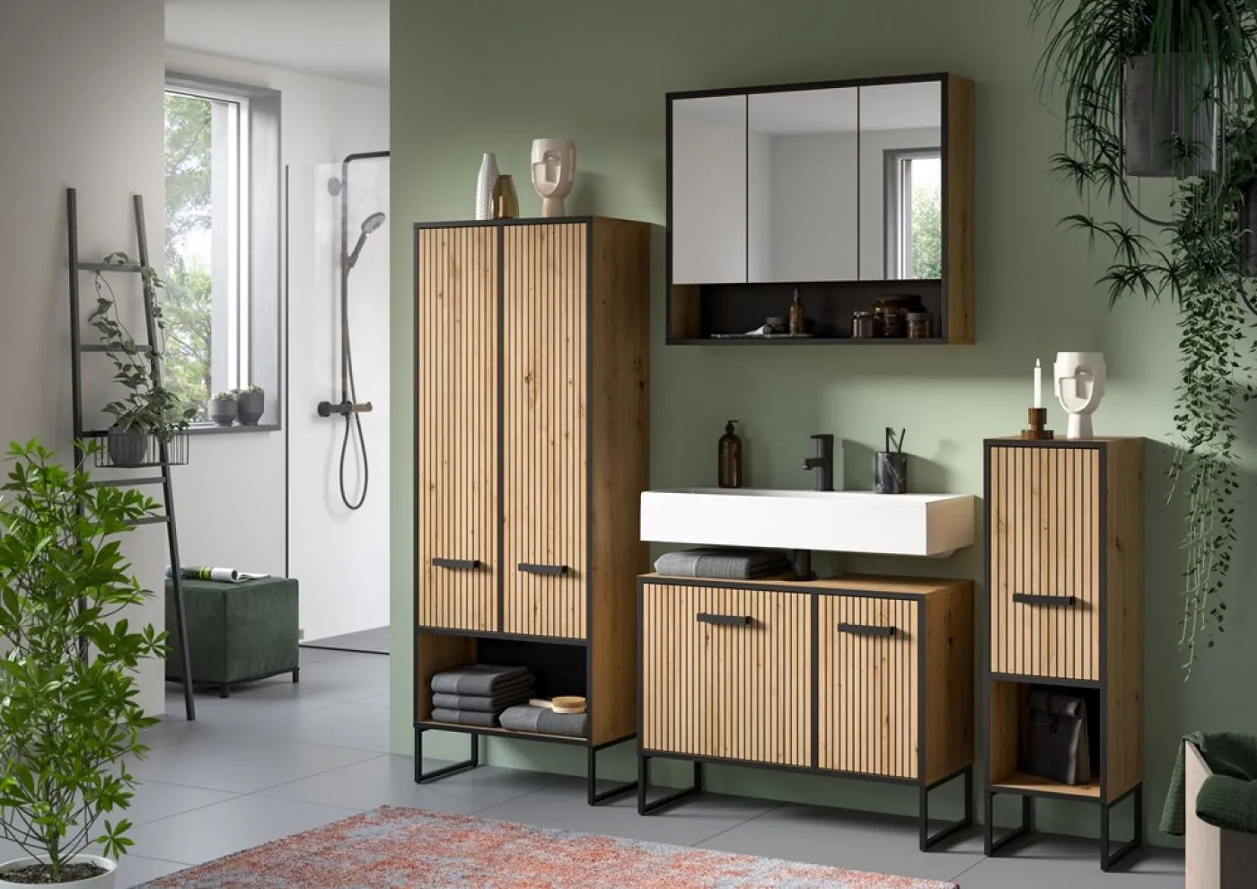 Badezimmer-Set Bagno 2 | Artisan Oak | 2-teilig mit Beleuchtung