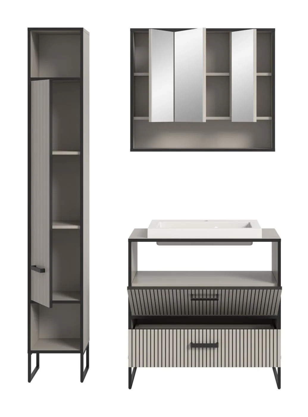 Badezimmer-Set Bagno 2 | Kaschmir | 3-teilig | inkl. Waschbecken