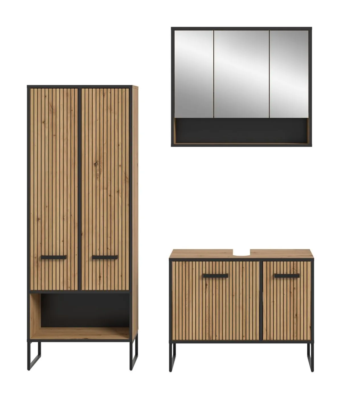 Badezimmer-Set Bagno 3 | Artisan Oak | 3-teilig mit Beleuchtung