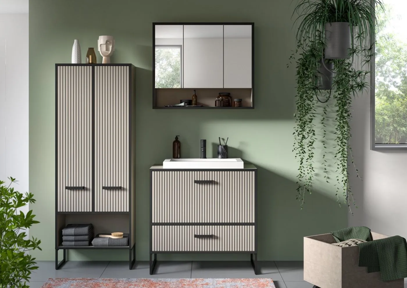 Badezimmer-Set Bagno | Kaschmir | 3-teilig | inkl. Waschbecken