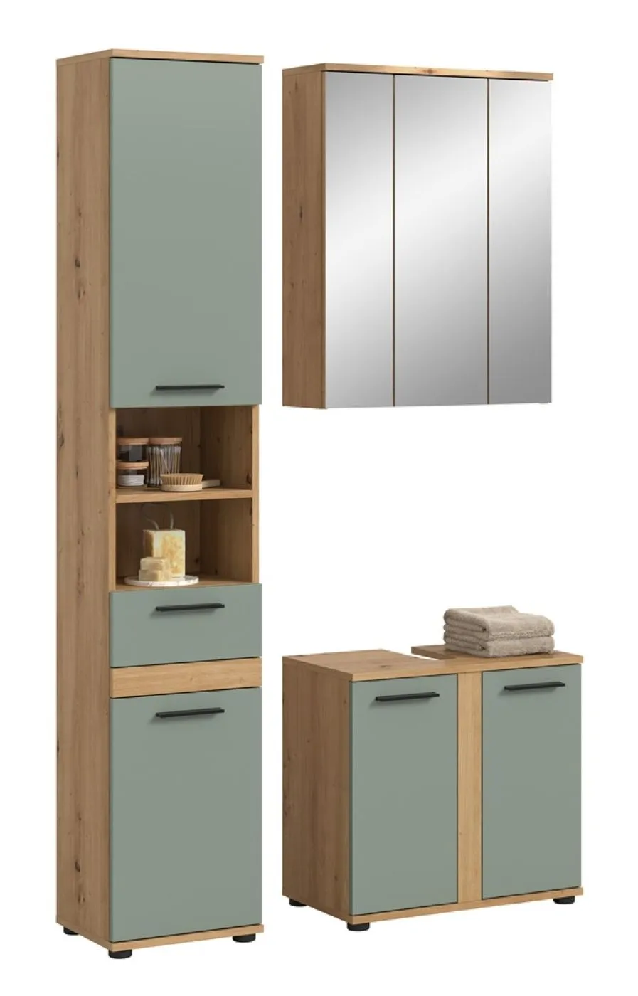 Badezimmer-Set Blake 1 | Salbei / Artisan Eiche | 3-teilig