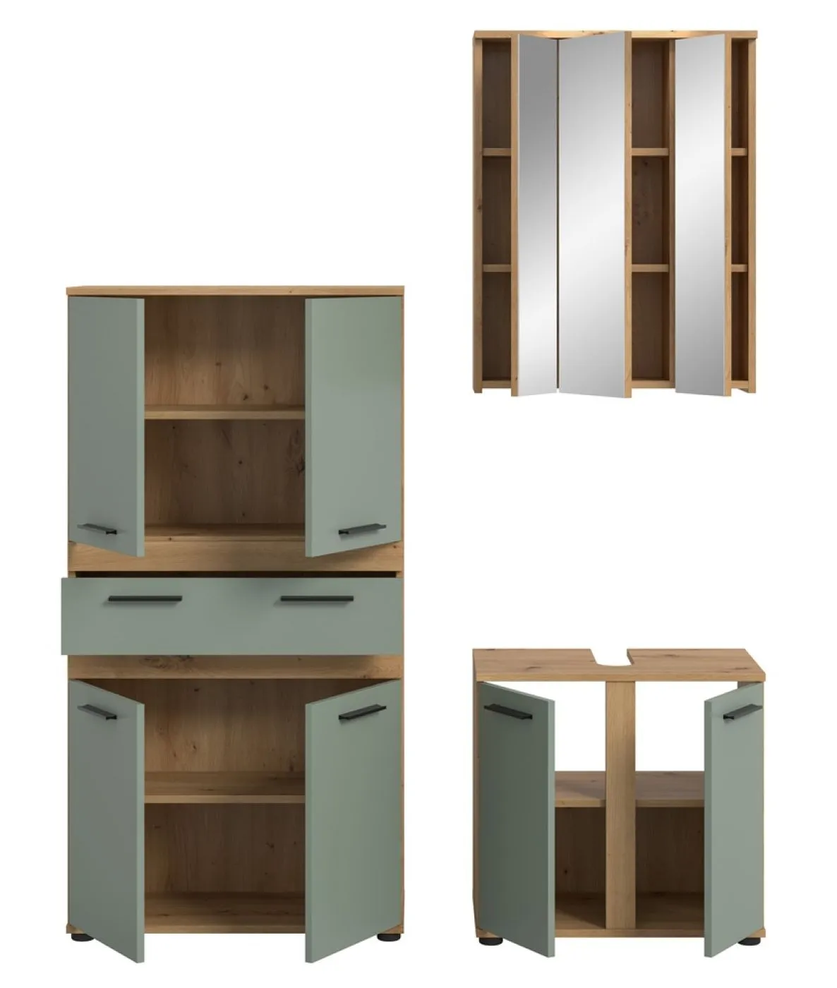 Badezimmer-Set Blake 3 | Salbei / Artisan Eiche | 3-teilig