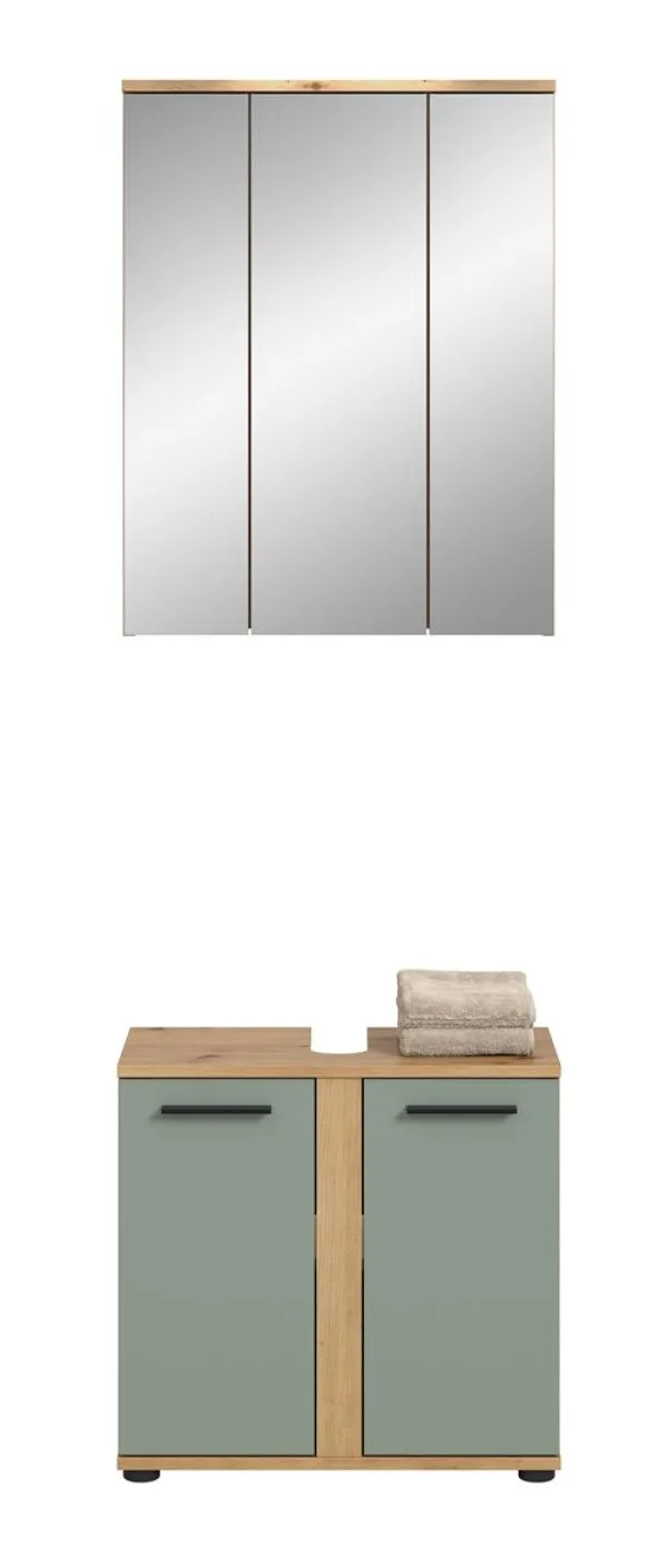Badezimmer-Set Blake | Salbei / Artisan Eiche | 2-teilig ohne Aufsatzleuchte
