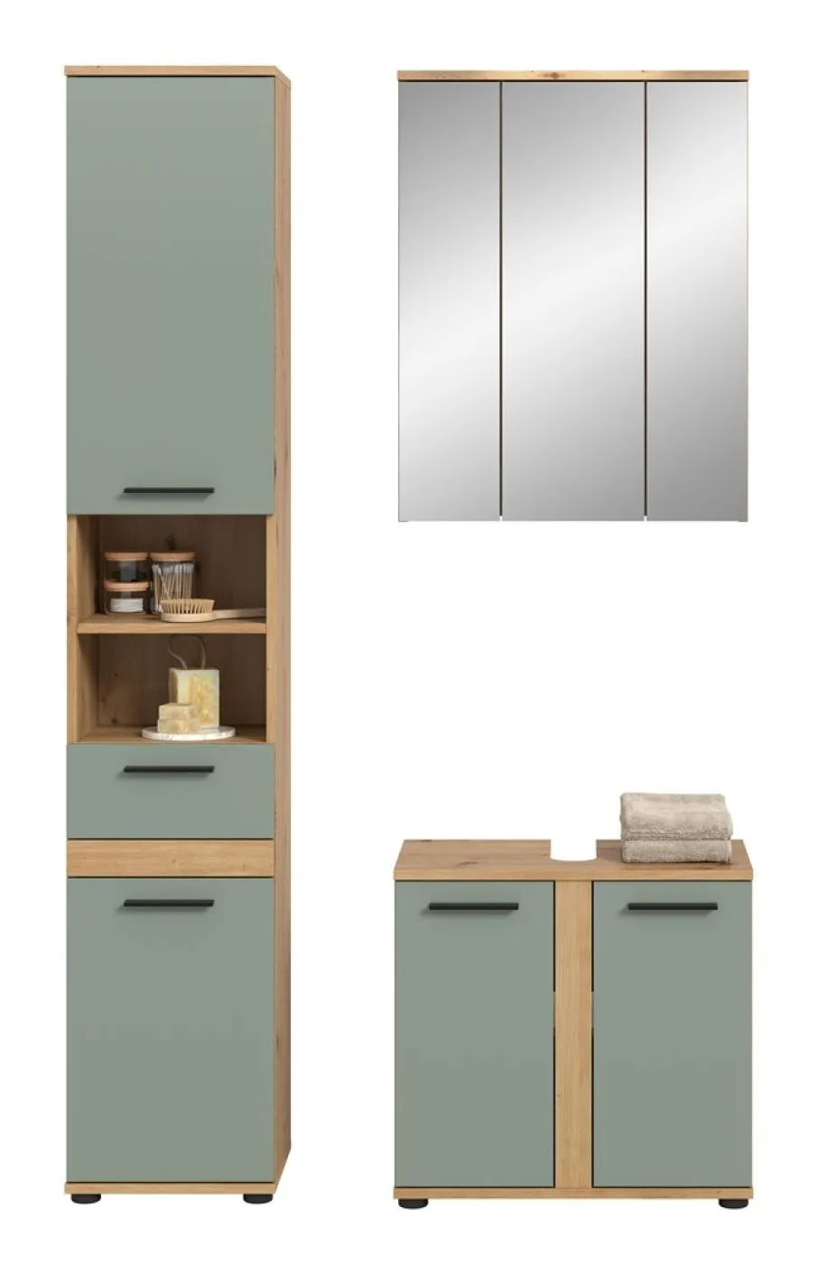 Badezimmer-Set Blake | Salbei / Artisan Eiche | 3-teilig