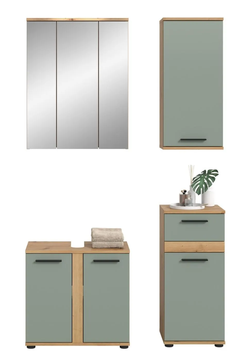 Badezimmer-Set Blake | Salbei / Artisan Eiche | 4-teilig